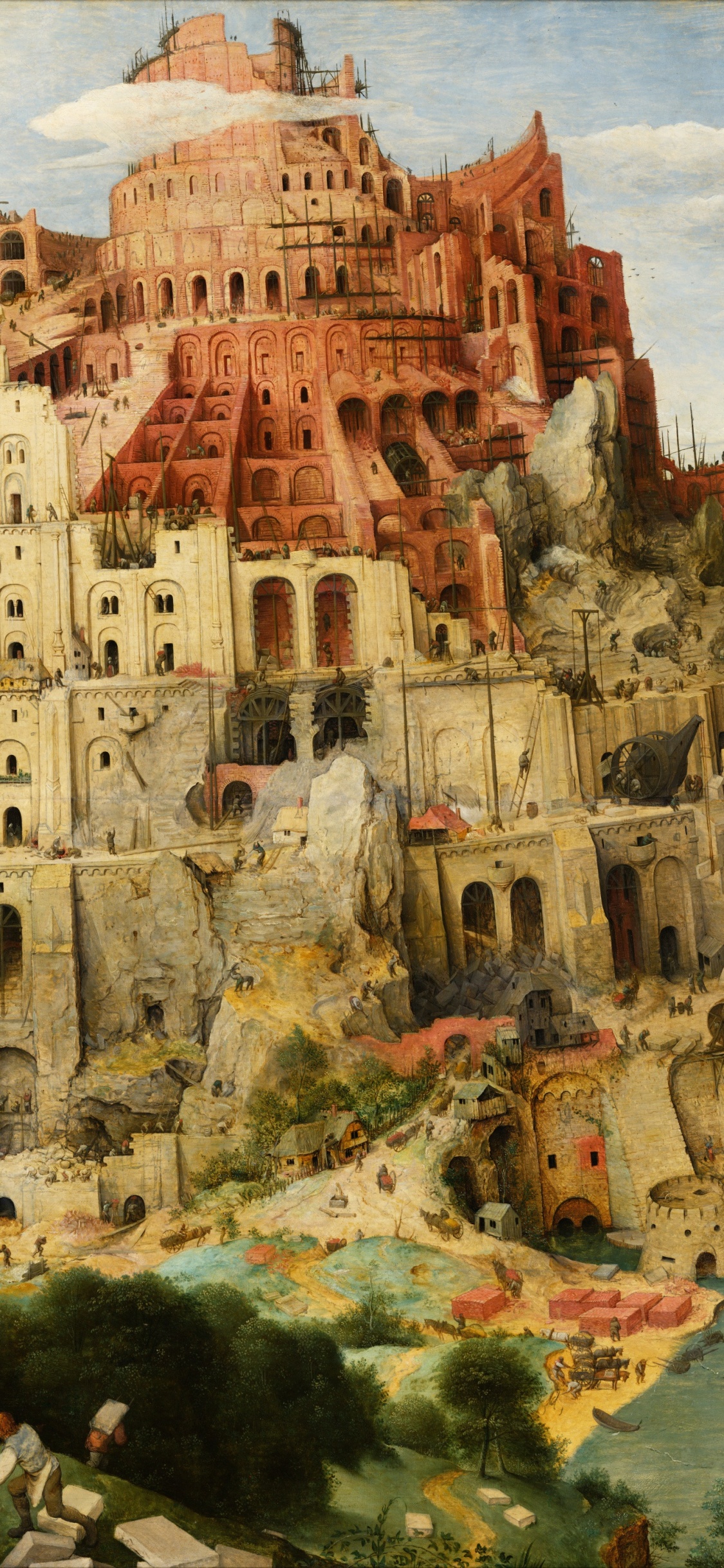 People Walking on Beach Near Brown Concrete Building Under White Clouds During Daytime. Wallpaper in 1125x2436 Resolution