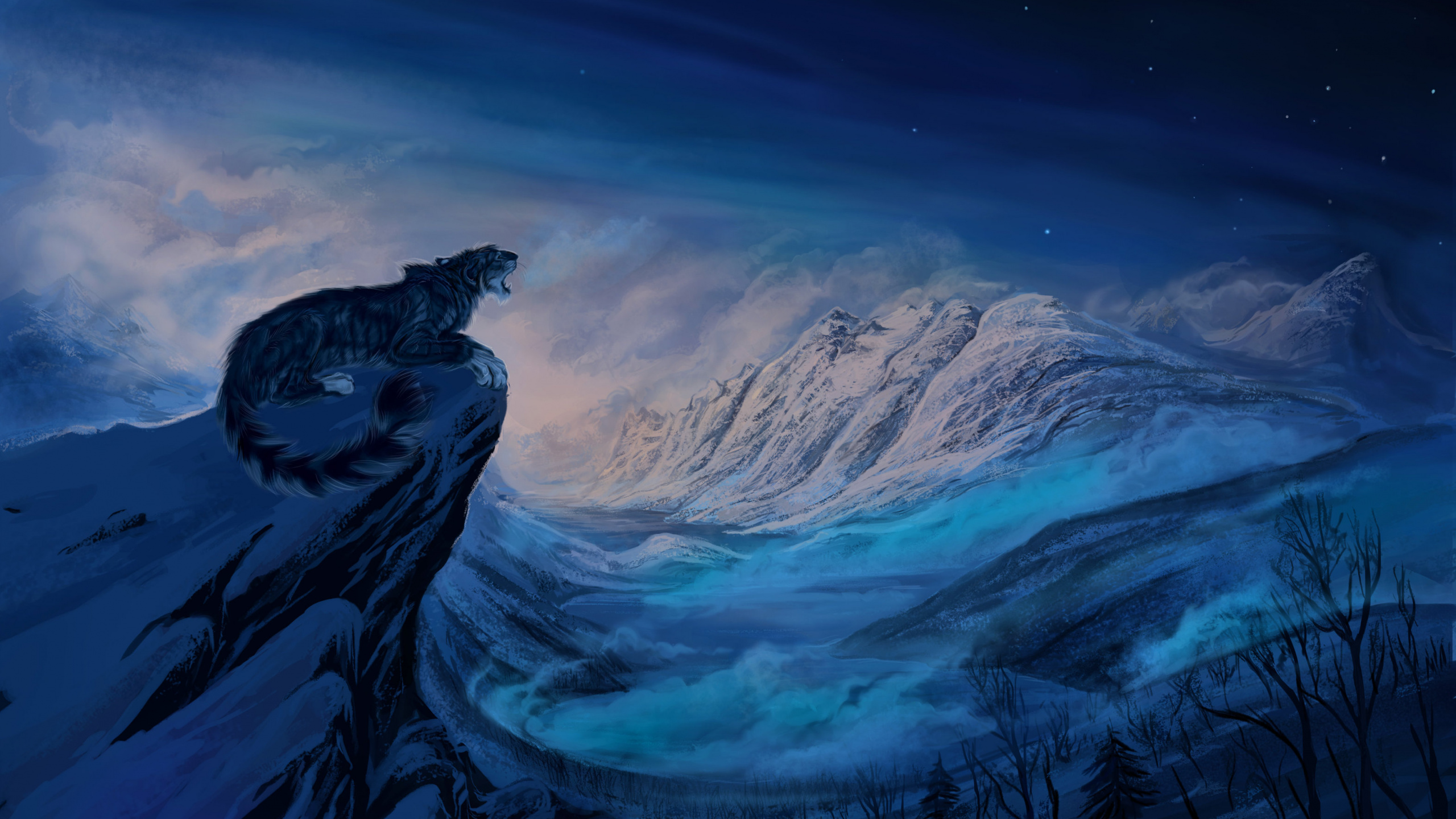 Braune Und Weiße Berge Unter Blauem Himmel. Wallpaper in 2560x1440 Resolution