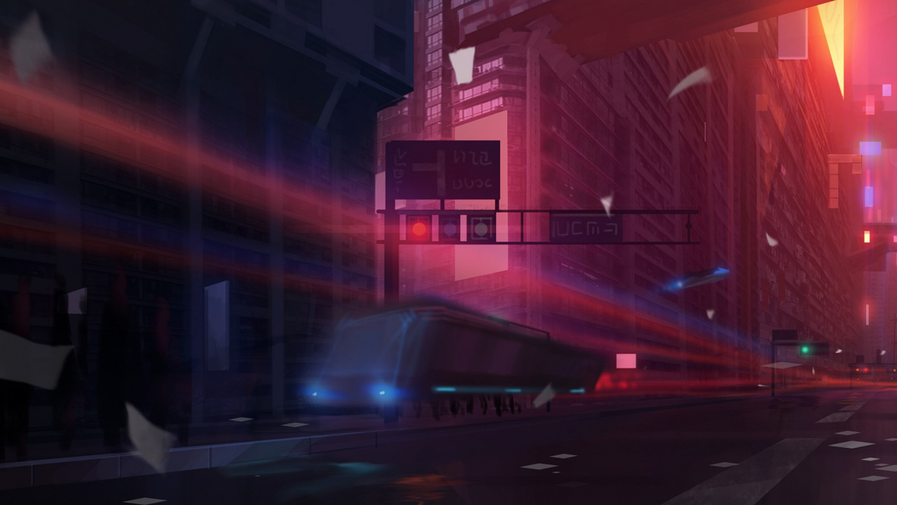 大都会, 建筑, 红色的, 光, 粉红色 壁纸 1280x720 允许