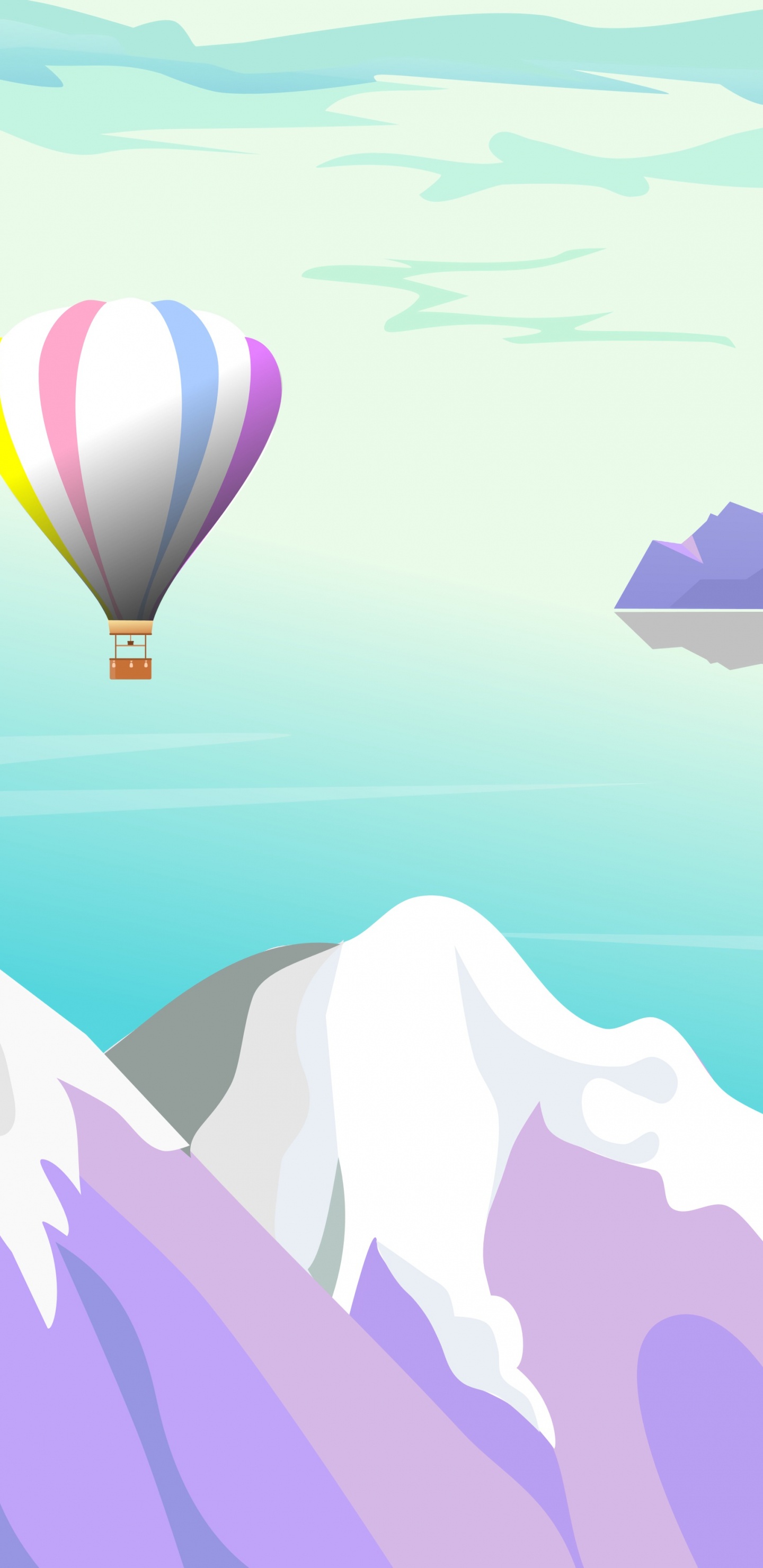 Heißluftballons Auf Dem Berg. Wallpaper in 1440x2960 Resolution