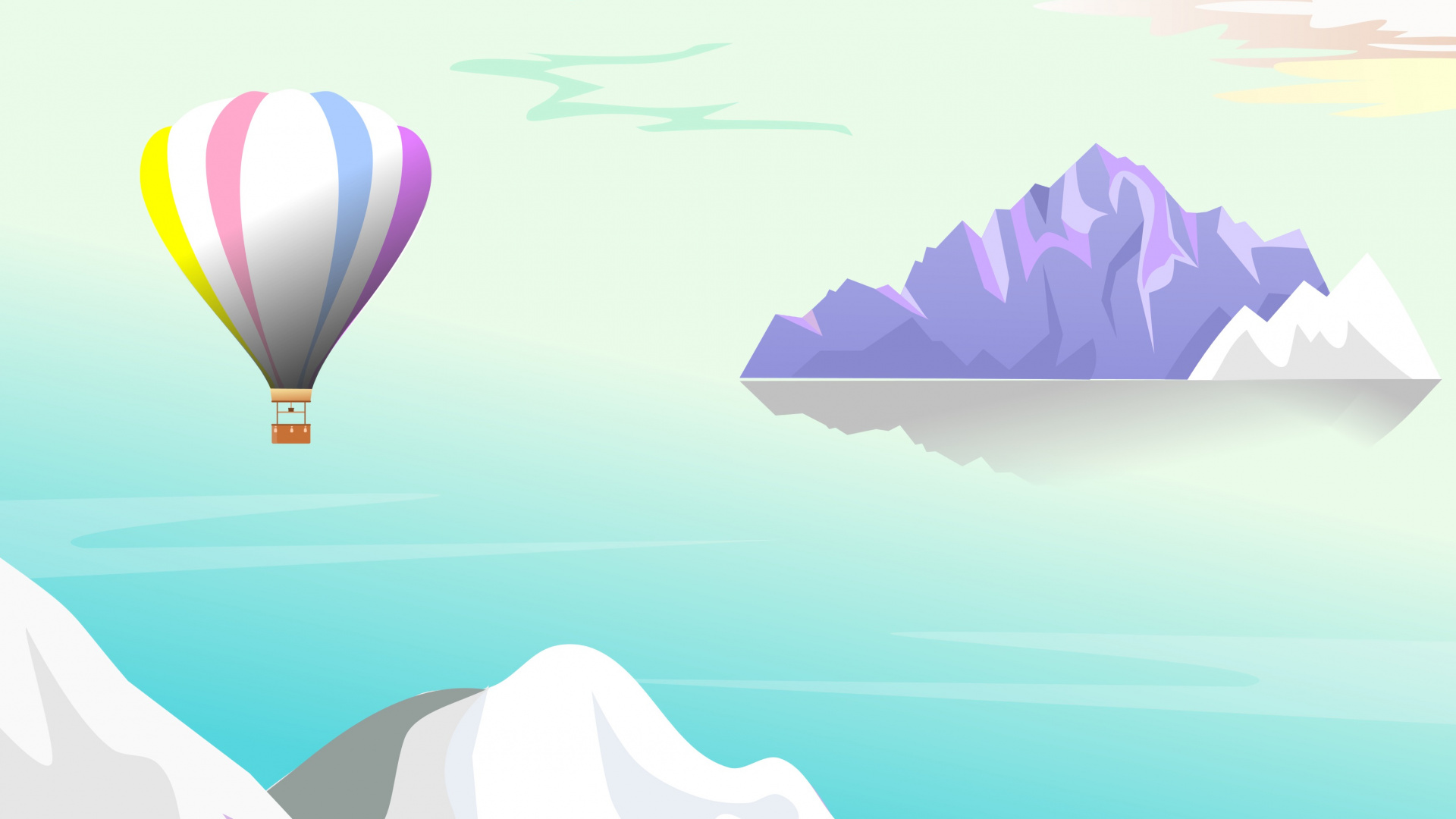 Heißluftballons Auf Dem Berg. Wallpaper in 1920x1080 Resolution