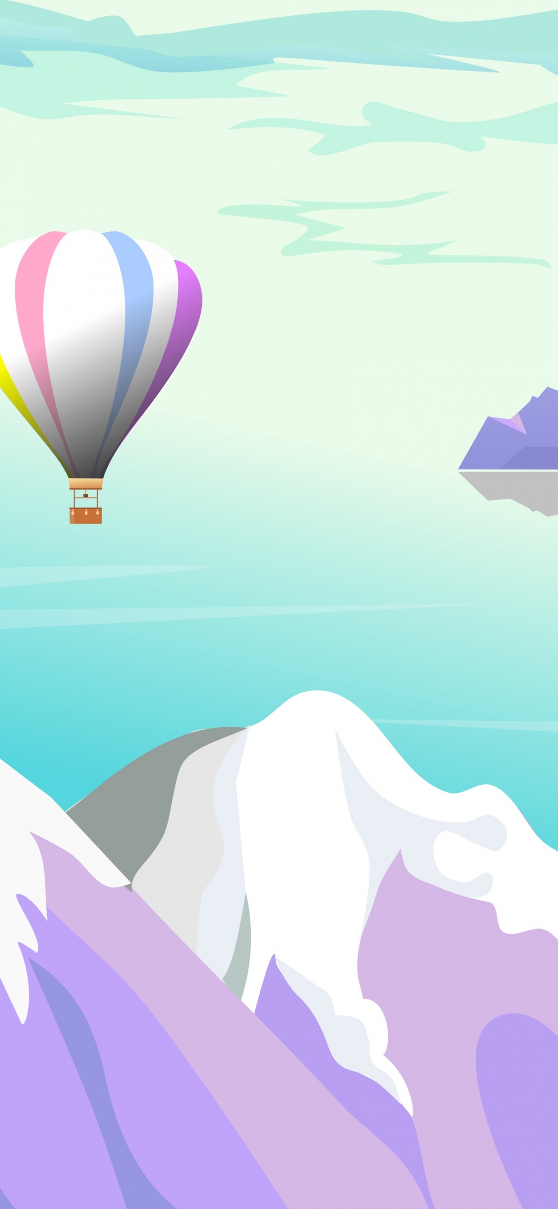 Hot Air Balloons on Top of Mountain. Wallpaper in 1125x2436 Resolution