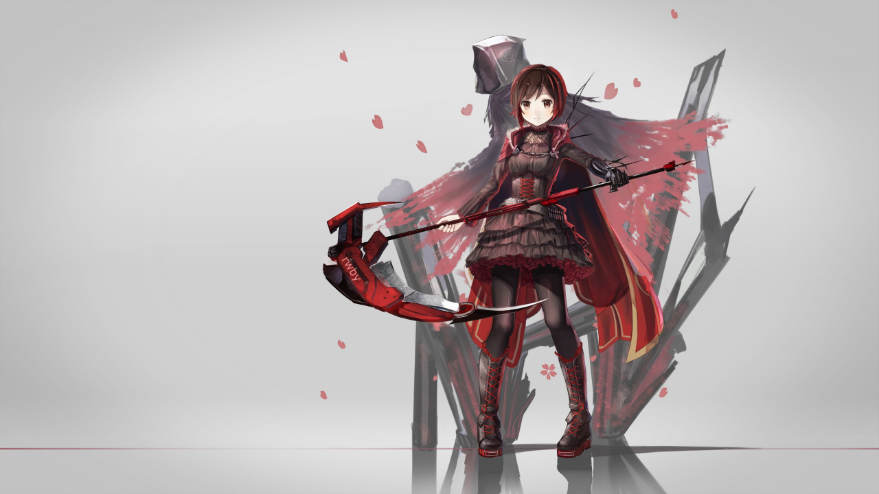 Frau im Roten Und Schwarzen Kleid Anime-Charakter. Wallpaper in 1280x720 Resolution