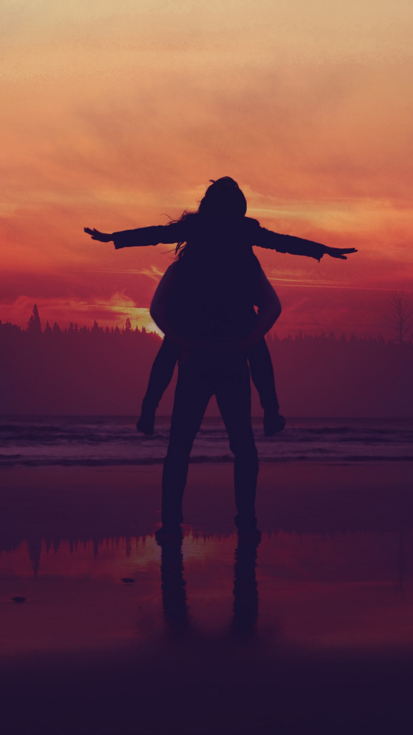 Les Gens Dans la Nature, Eau, Permanent, Horizon, Soir. Wallpaper in 1440x2560 Resolution