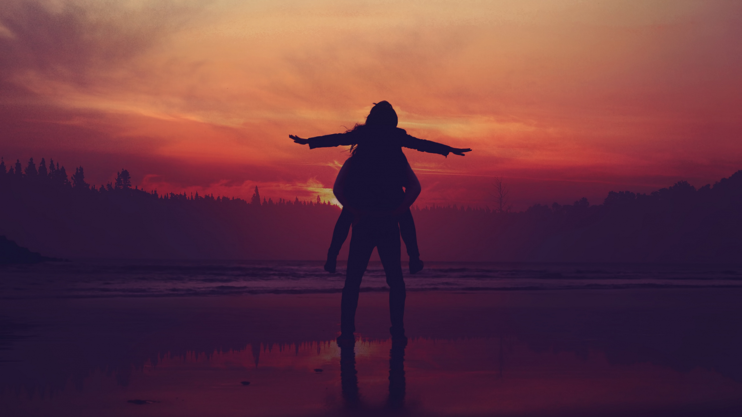 Menschen in Der Natur, Wasser, Stehend, Sonnenuntergang, Horizont. Wallpaper in 2560x1440 Resolution