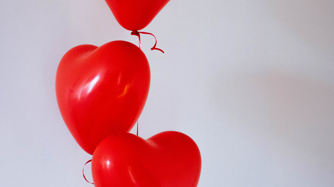 Ballons Coeur Rouge, Montgolfière, Ballons en Aluminium D'amour, Ballon Coeur Rouge, Ballon D'amour. Wallpaper in 1366x768 Resolution