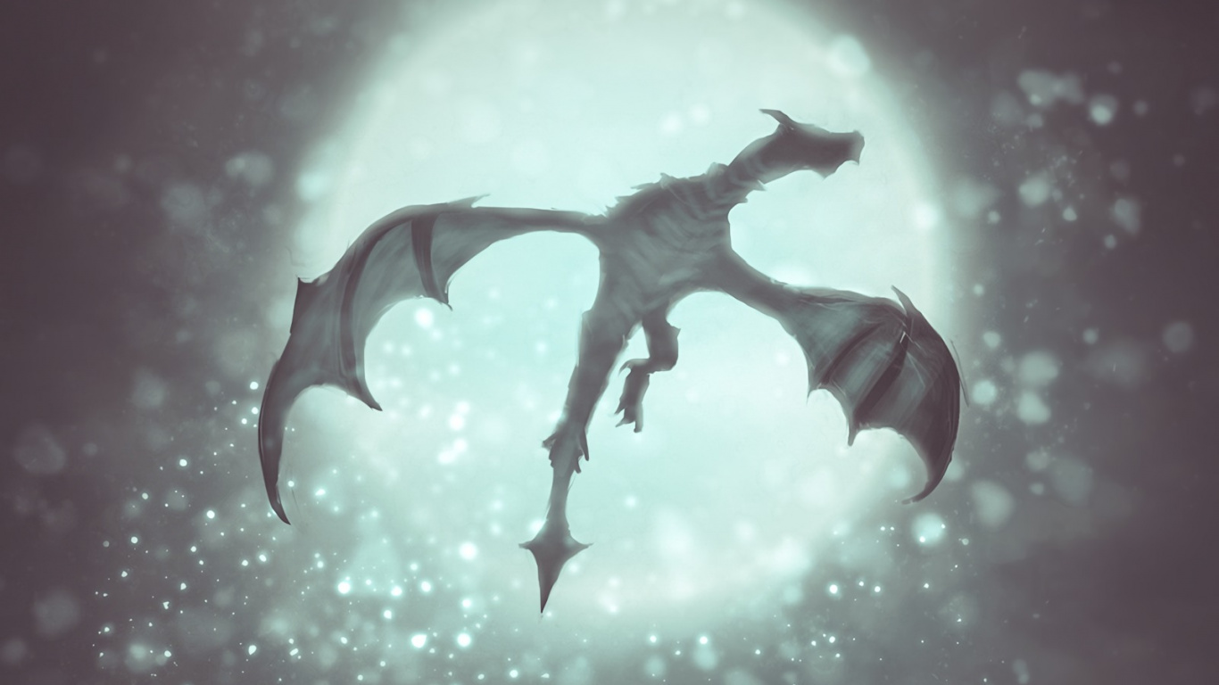 龙, 跳跃, 艺术, 奇妙的技术, 幻想 壁纸 1366x768 允许
