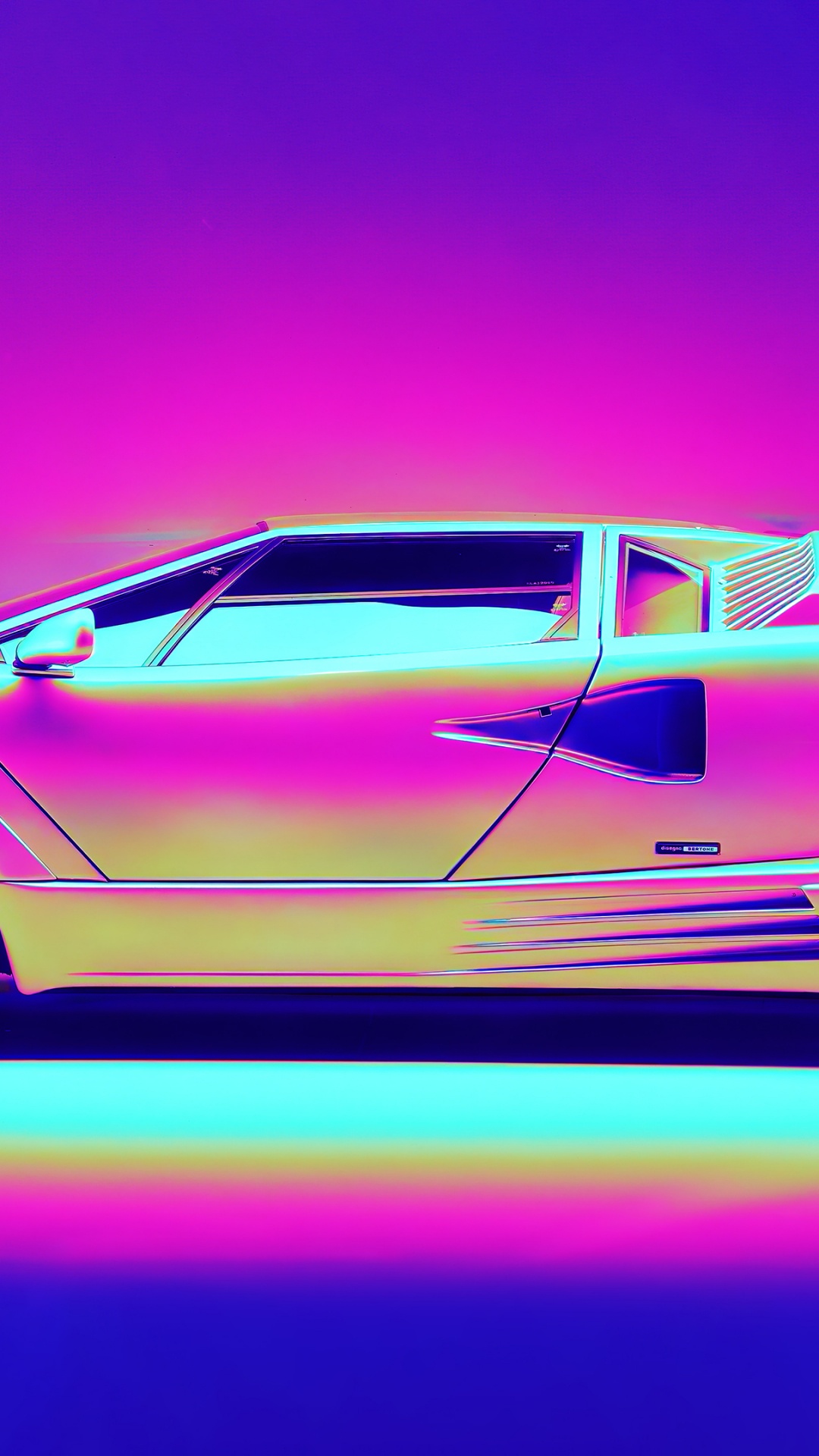 Porsche 911 Violette Sur Fond Jaune. Wallpaper in 1080x1920 Resolution