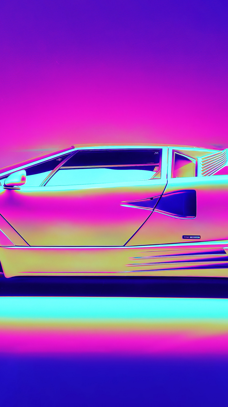 Porsche 911 Violette Sur Fond Jaune. Wallpaper in 750x1334 Resolution