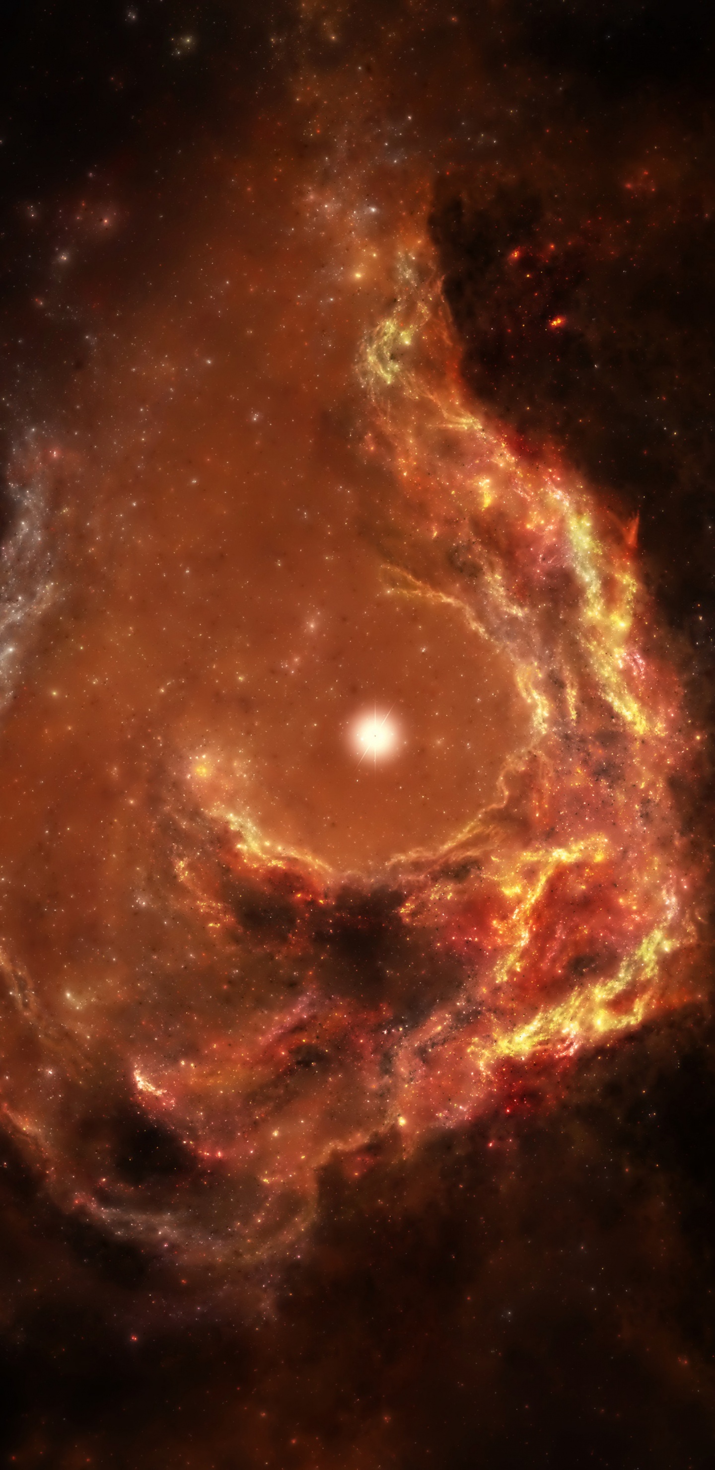 Ilustración de Galaxia Negra y Marrón. Wallpaper in 1440x2960 Resolution