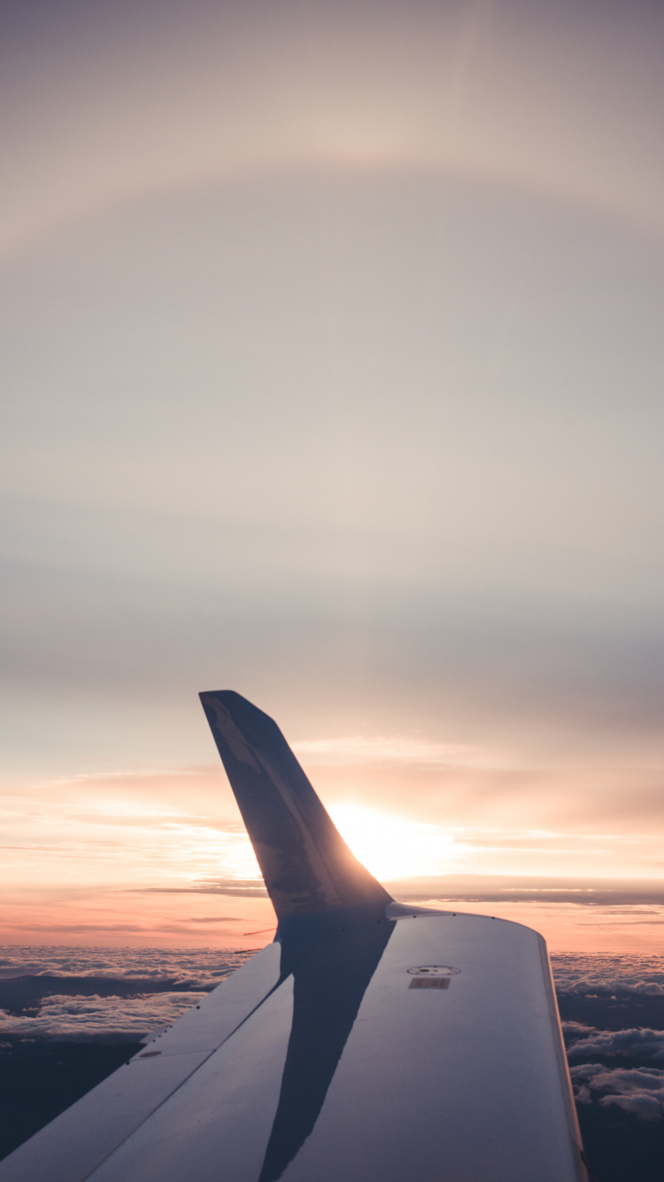 Aile D'avion Blanche et Noire Pendant la Journée. Wallpaper in 750x1334 Resolution