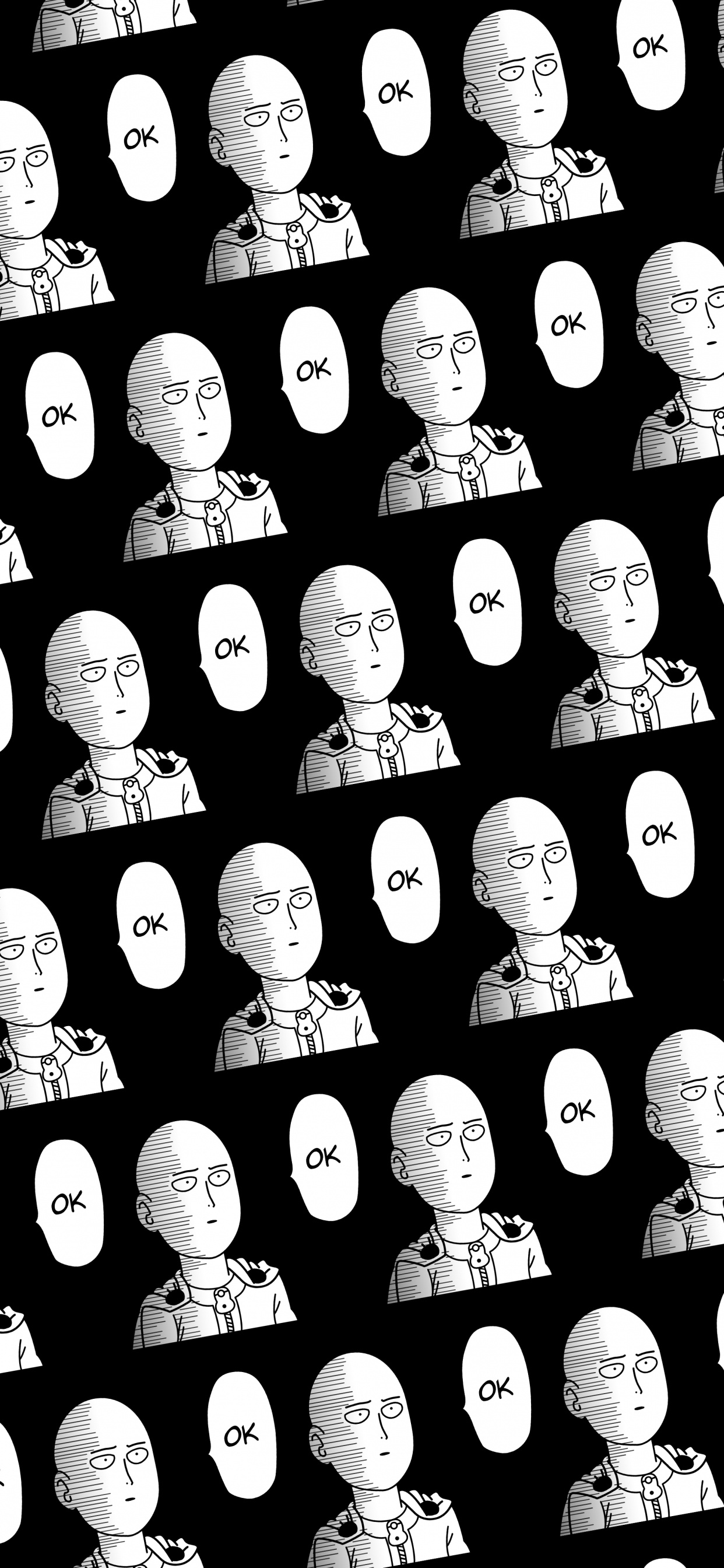 Anime, One-Punch Man, Saitama, Schwarz Und Weiß, Design. Wallpaper in 1242x2688 Resolution