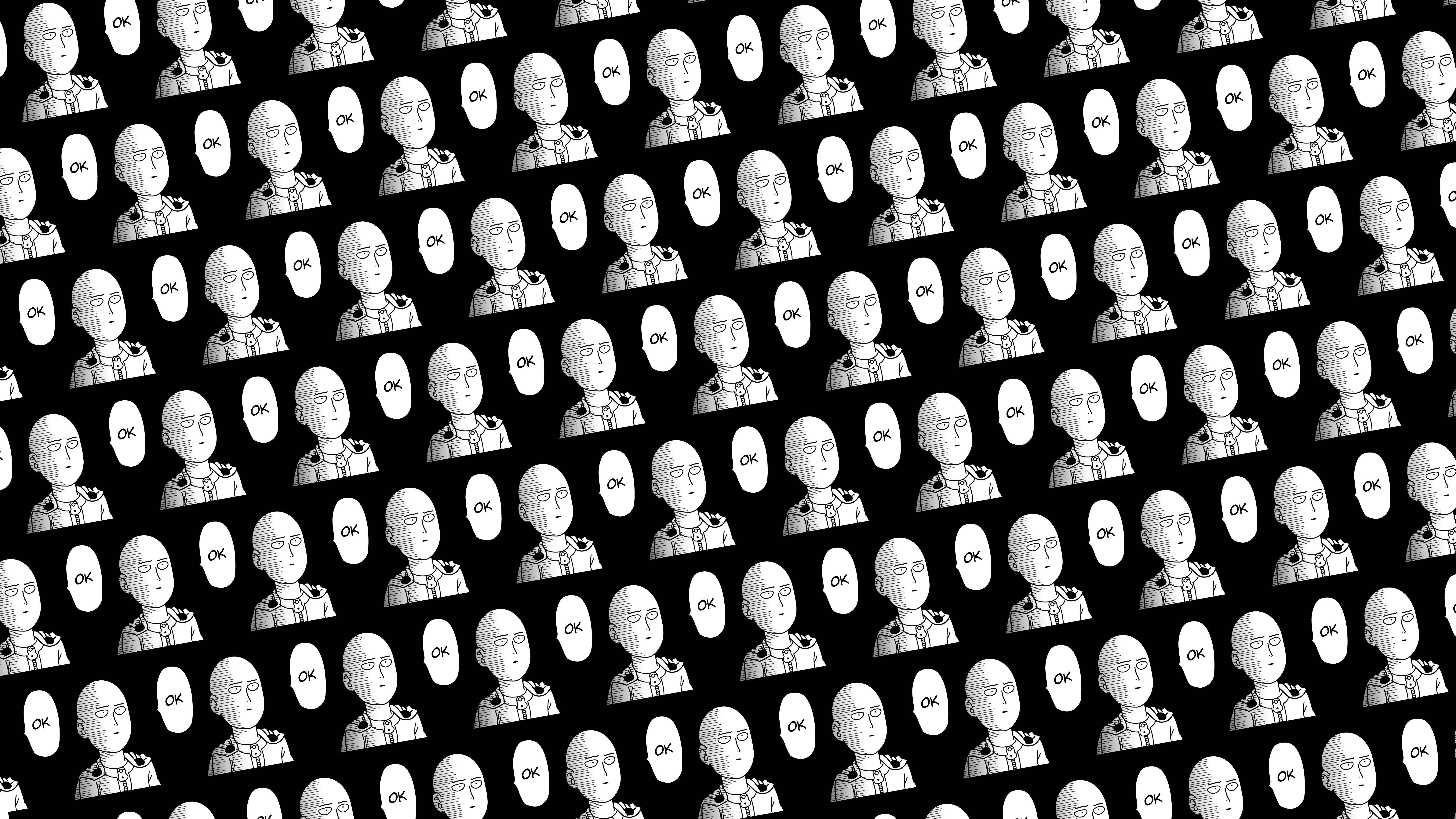 Anime, One-Punch Man, Saitama, Schwarz Und Weiß, Design. Wallpaper in 7680x4320 Resolution