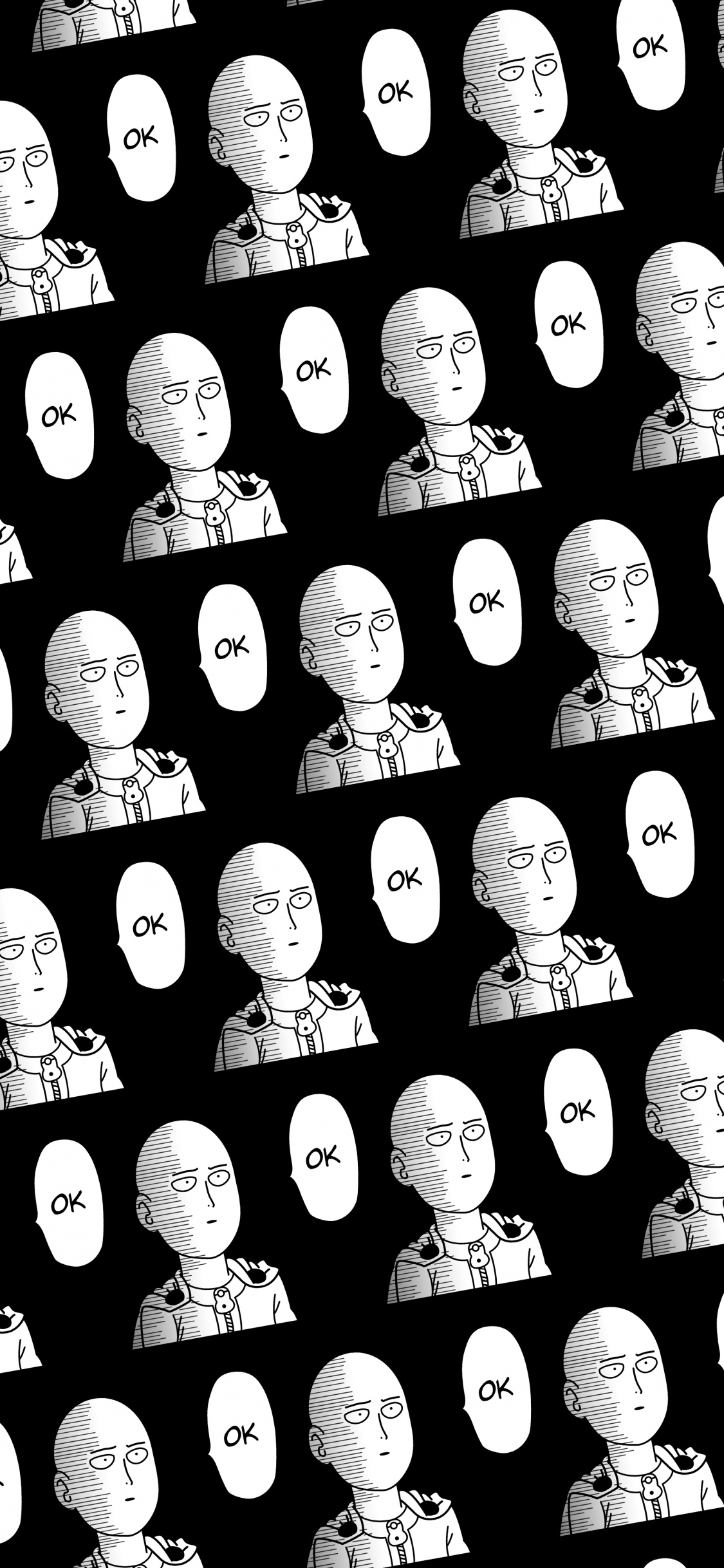 Anime, Un Golpe De Hombre, Saitama, en Blanco y Negro, Diseño. Wallpaper in 1125x2436 Resolution
