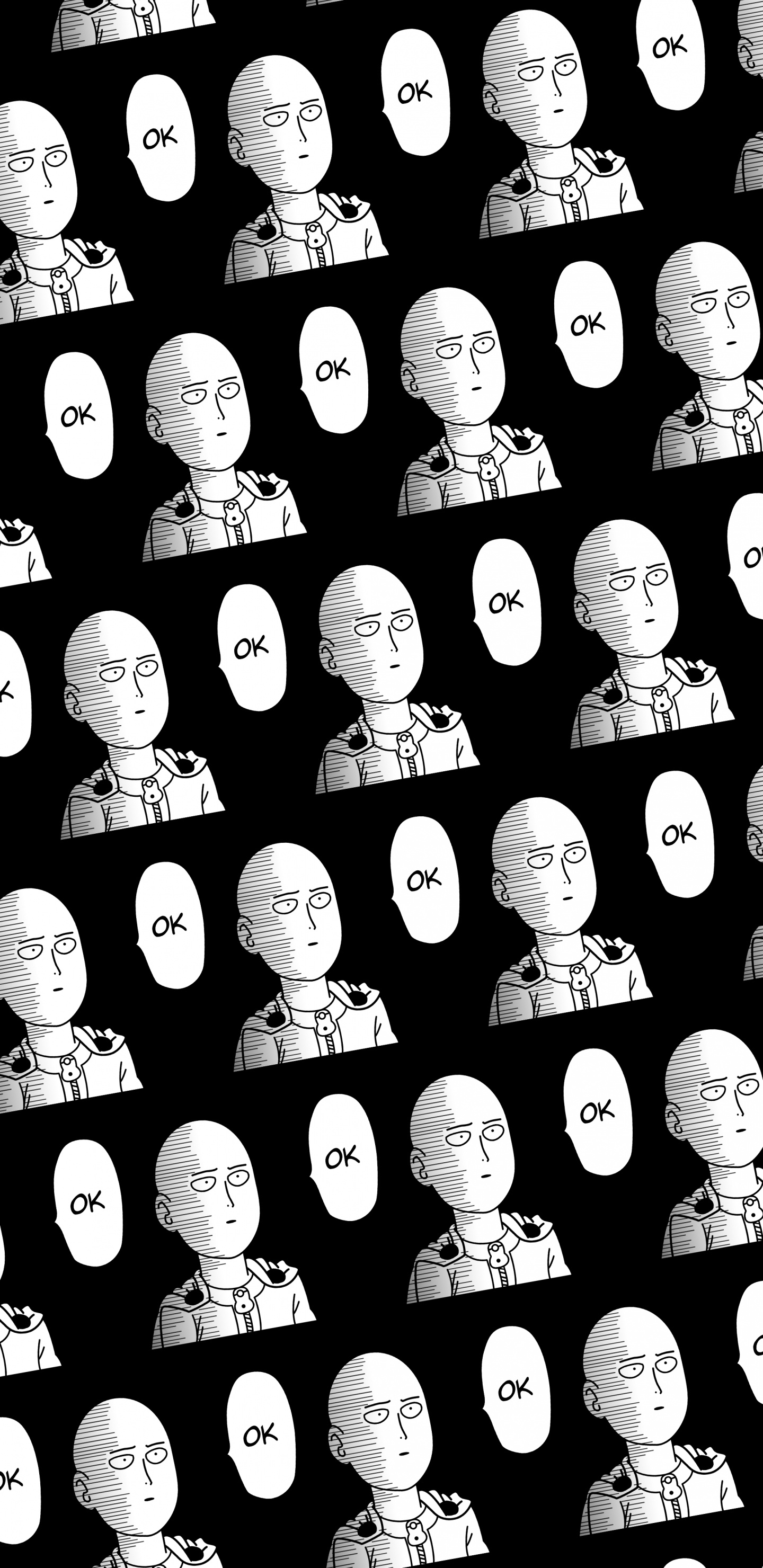Anime, Un Golpe De Hombre, Saitama, en Blanco y Negro, Diseño. Wallpaper in 1440x2960 Resolution