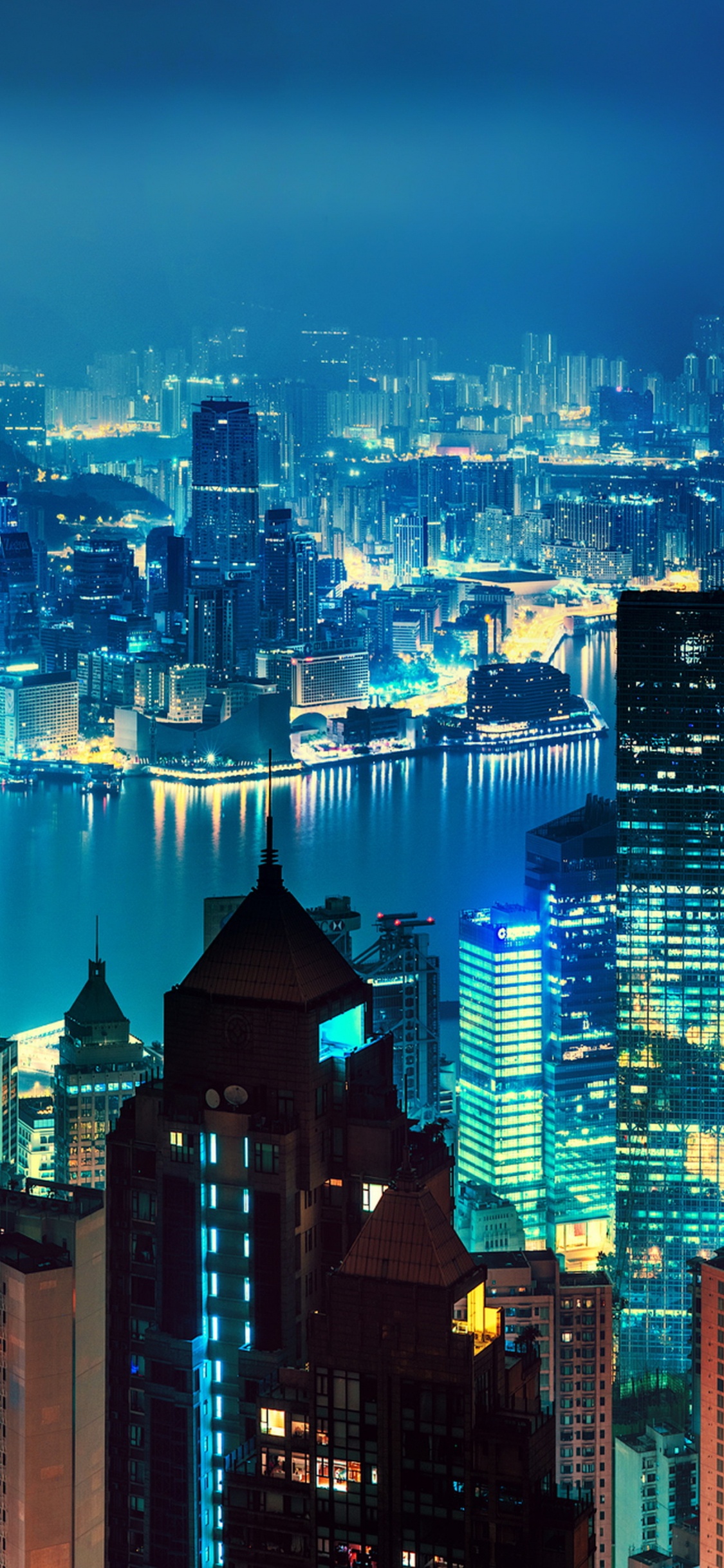 Skyline Der Stadt Bei Nacht Night. Wallpaper in 1125x2436 Resolution