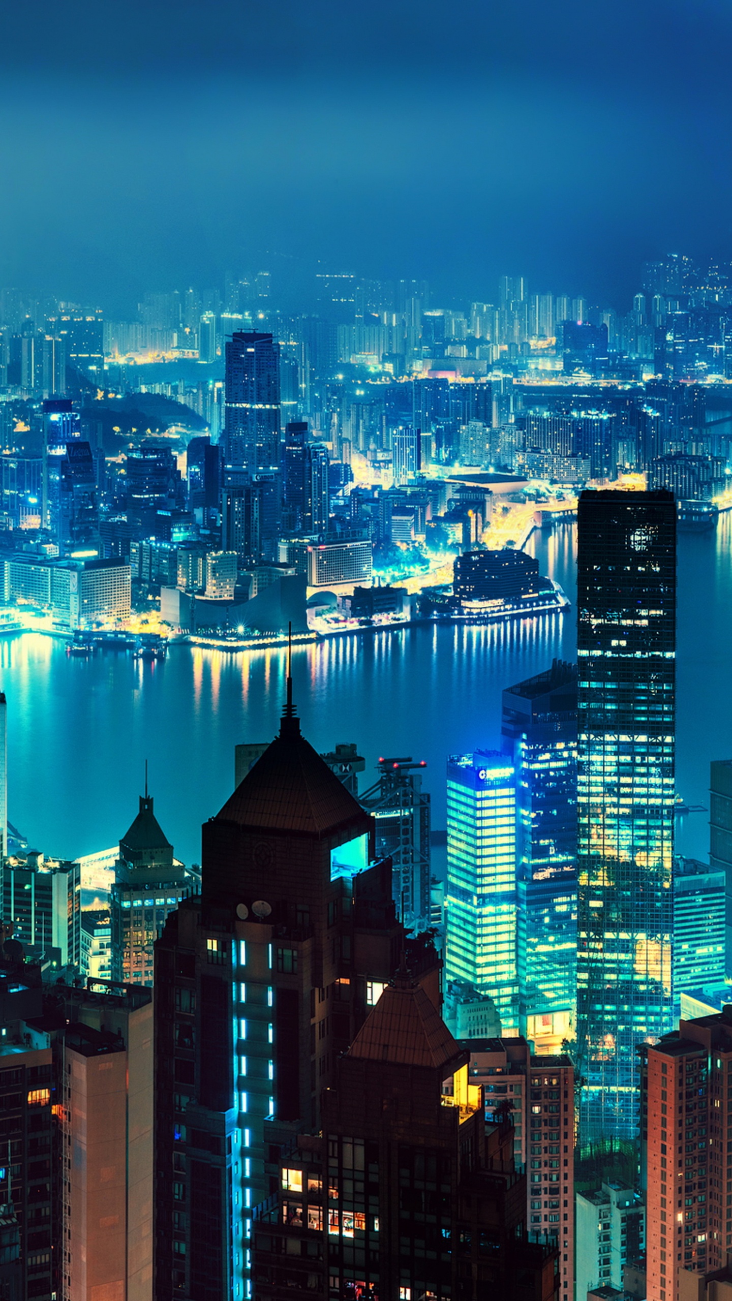 Horizonte de la Ciudad Durante la Noche. Wallpaper in 1440x2560 Resolution