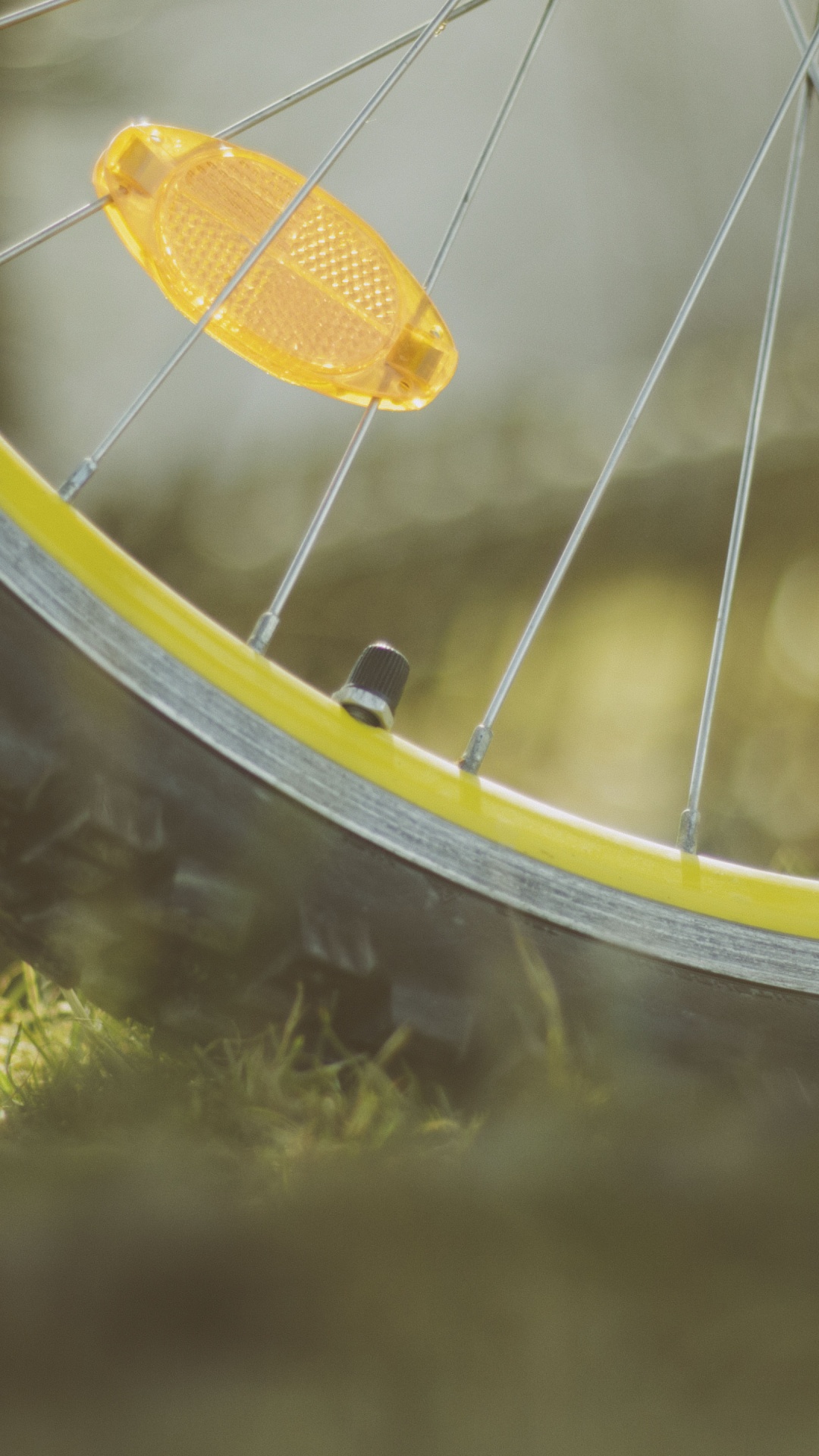 Yellow and White Bicycle Wheel. Wallpaper in 1080x1920 Resolution