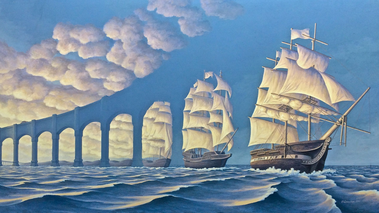 Surrealism, Painting, Art, Work of Art, Optical Illusion. Wallpaper in 1280x720 Resolution