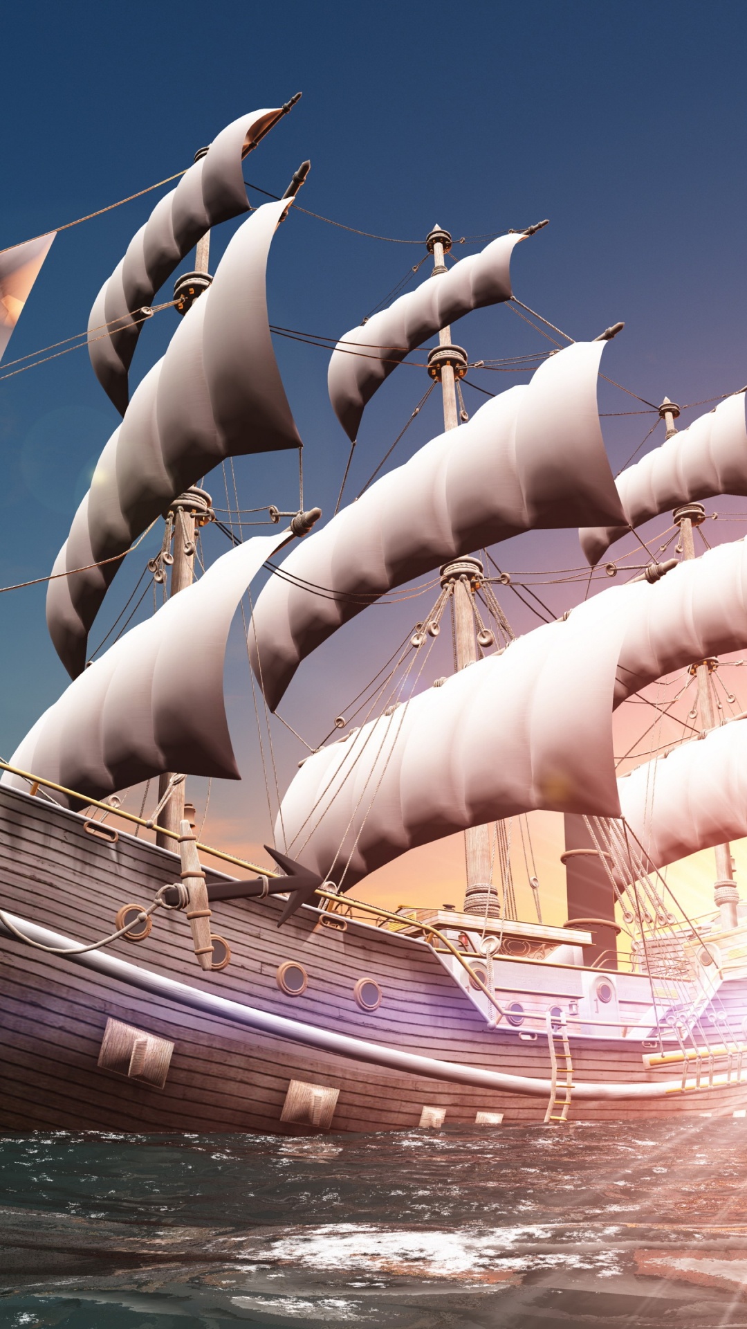 3d Ship, Sailing Ship, Ship, Boat, Water. Wallpaper in 1080x1920 Resolution