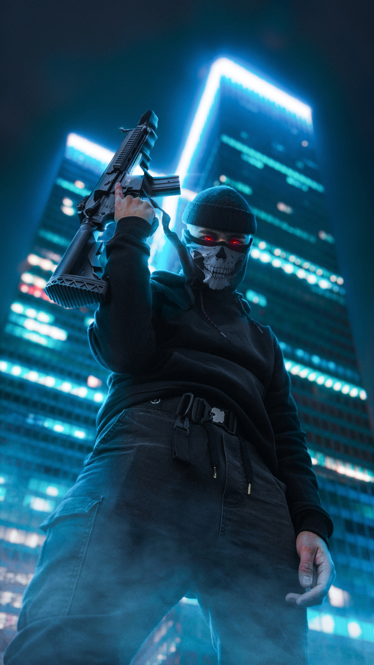 Boy With Skull Mask, Hat, Human Body, Music Artist, Musician. Wallpaper in 750x1334 Resolution