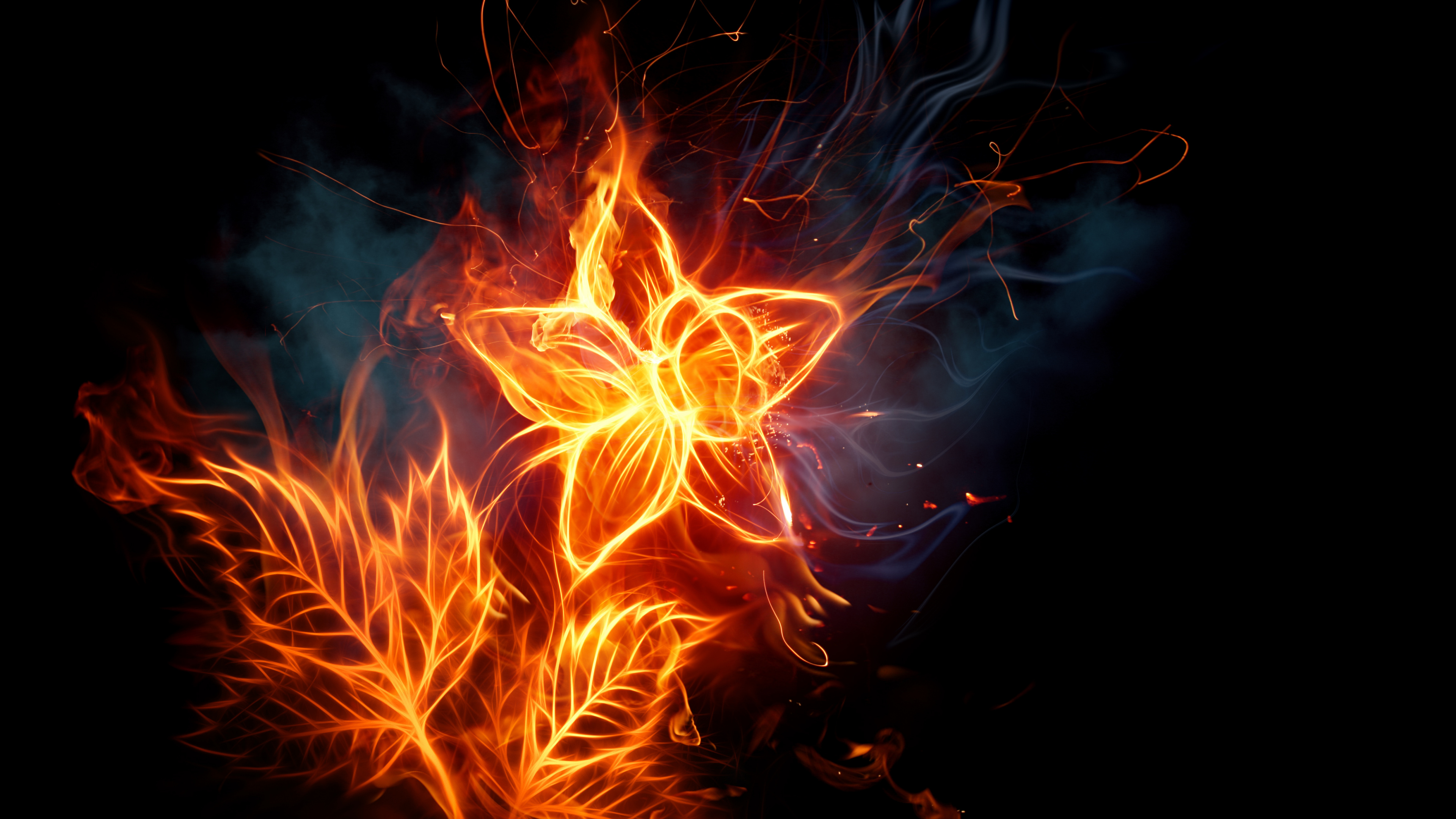 Fuego Naranja y Rojo en la Oscuridad. Wallpaper in 3840x2160 Resolution