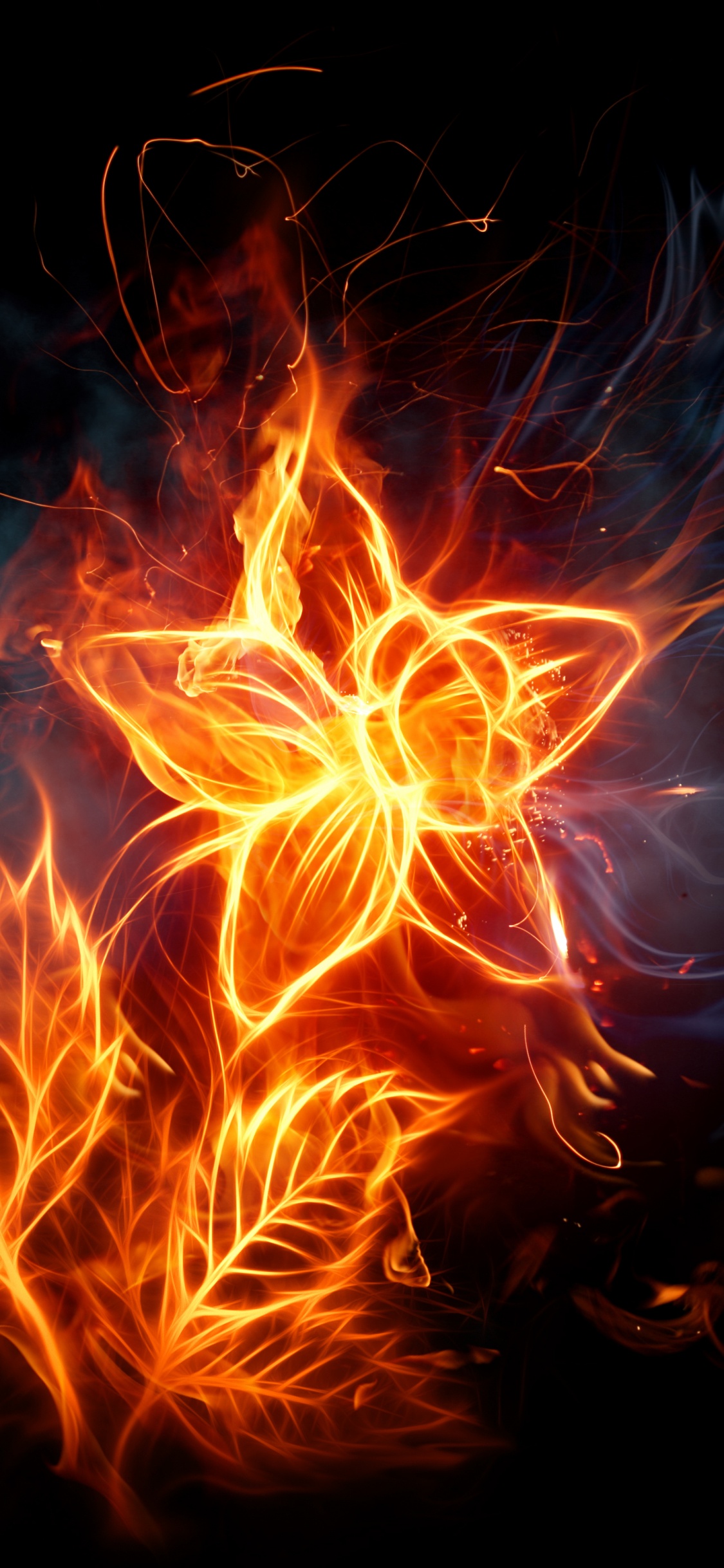 Orange and Red Fire in The Dark. Wallpaper in 1125x2436 Resolution