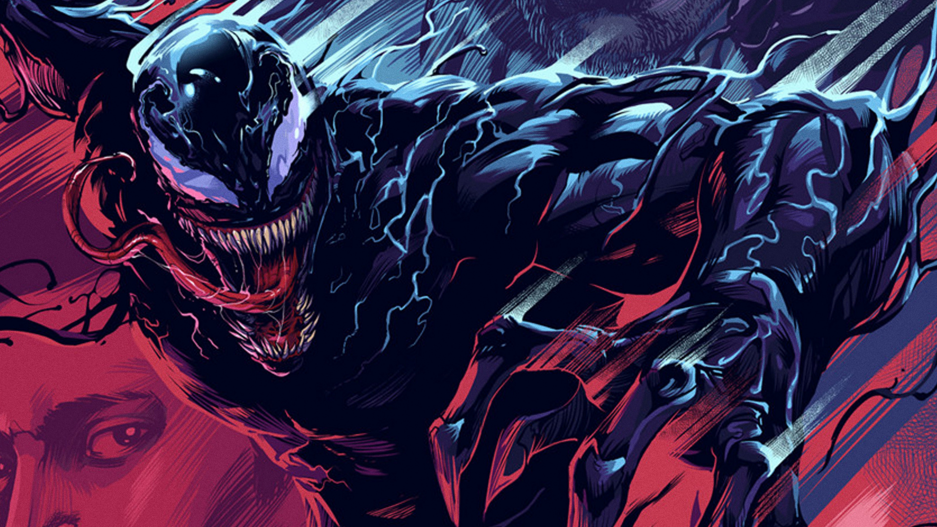 Peinture Abstraite Noire et Rouge. Wallpaper in 1920x1080 Resolution