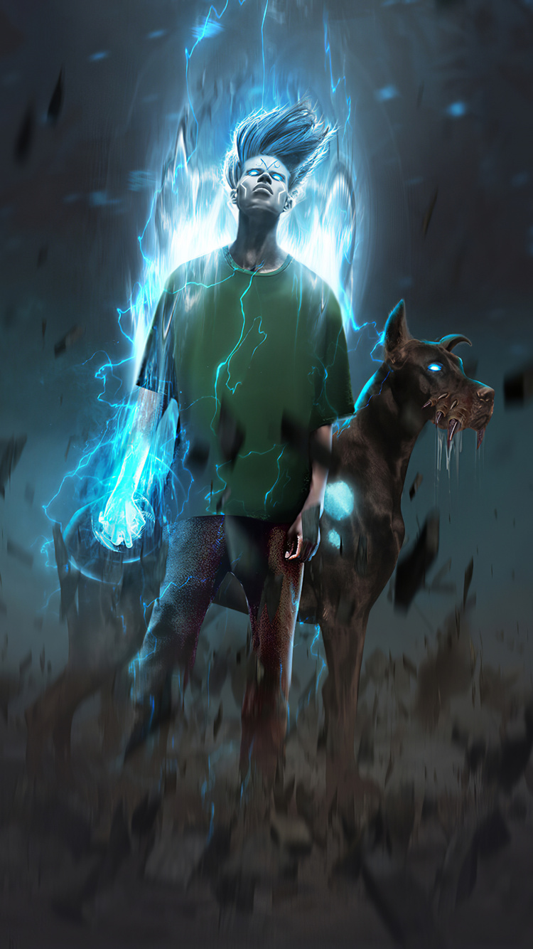 Mortal Kombat 11, Shaggy Rogers, Art, Cartoon, Electric Blue. Wallpaper in 750x1334 Resolution