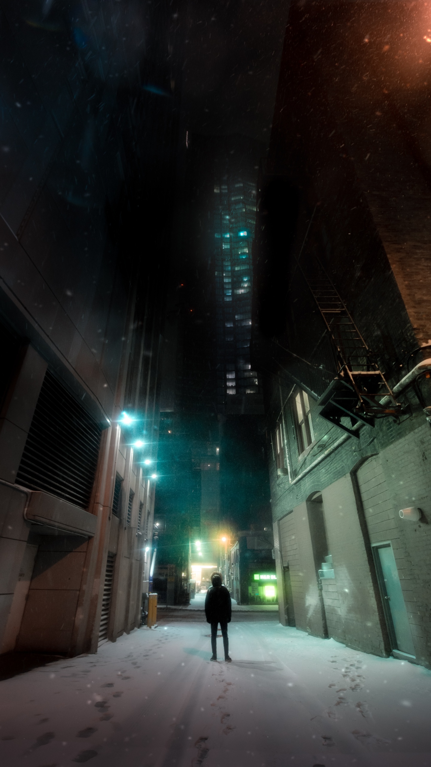 Person Walking on Street During Night Time. Wallpaper in 1440x2560 Resolution