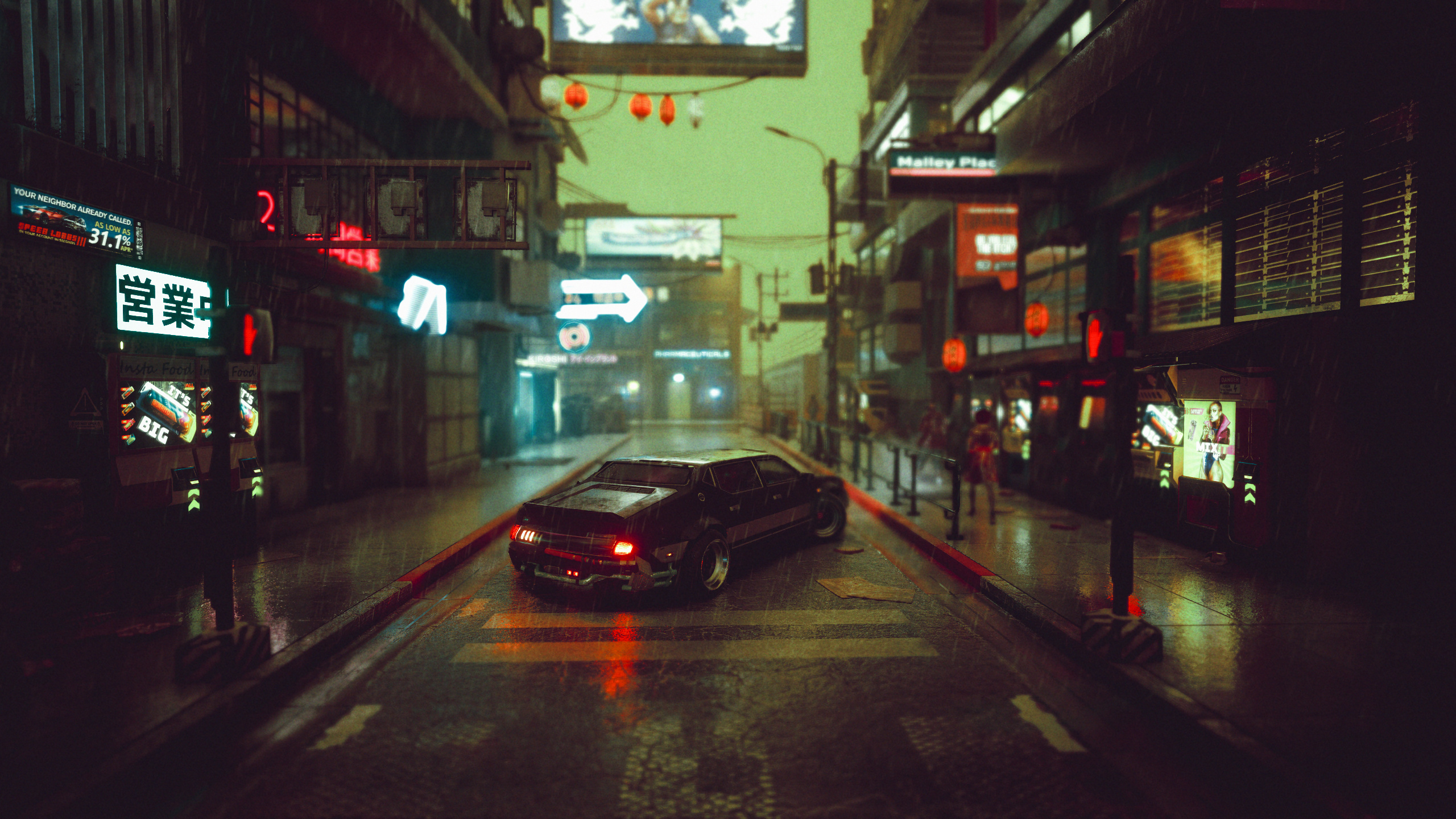 Cyberpunk, Cyberpunk 2077, Cyberpunk 2020, Iluminación Automotriz, Rey. Wallpaper in 2560x1440 Resolution