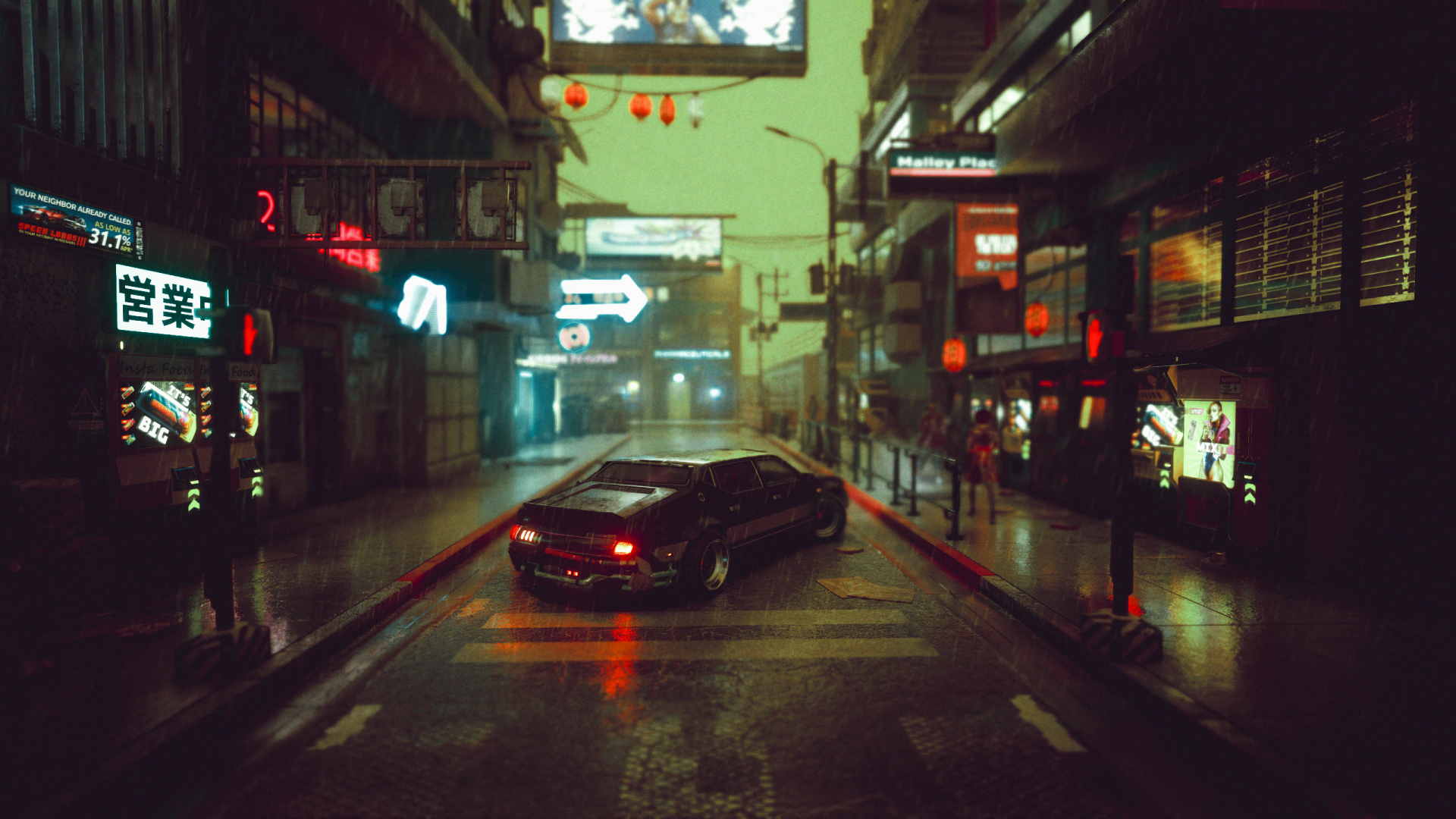 庞克, 庞克2077, 庞克2020年, 车灯, 标牌 壁纸 1920x1080 允许