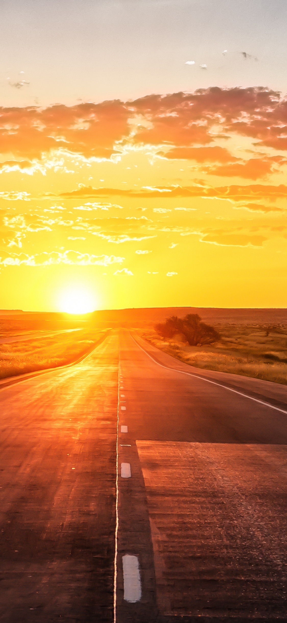 Camino Recto Con Puesta de Sol, Puesta, Carretera, Ambiente, Ecorregión. Wallpaper in 1125x2436 Resolution