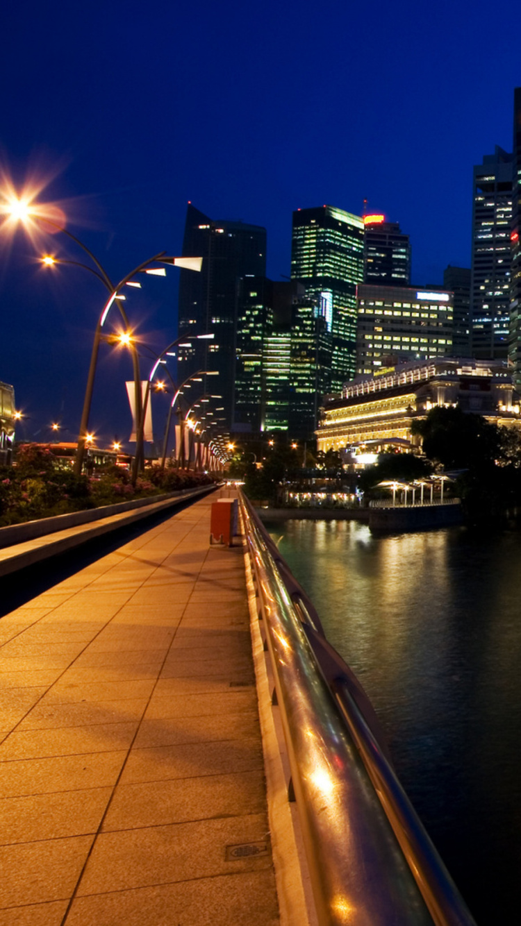 Skyline Der Stadt Bei Nacht Night. Wallpaper in 750x1334 Resolution