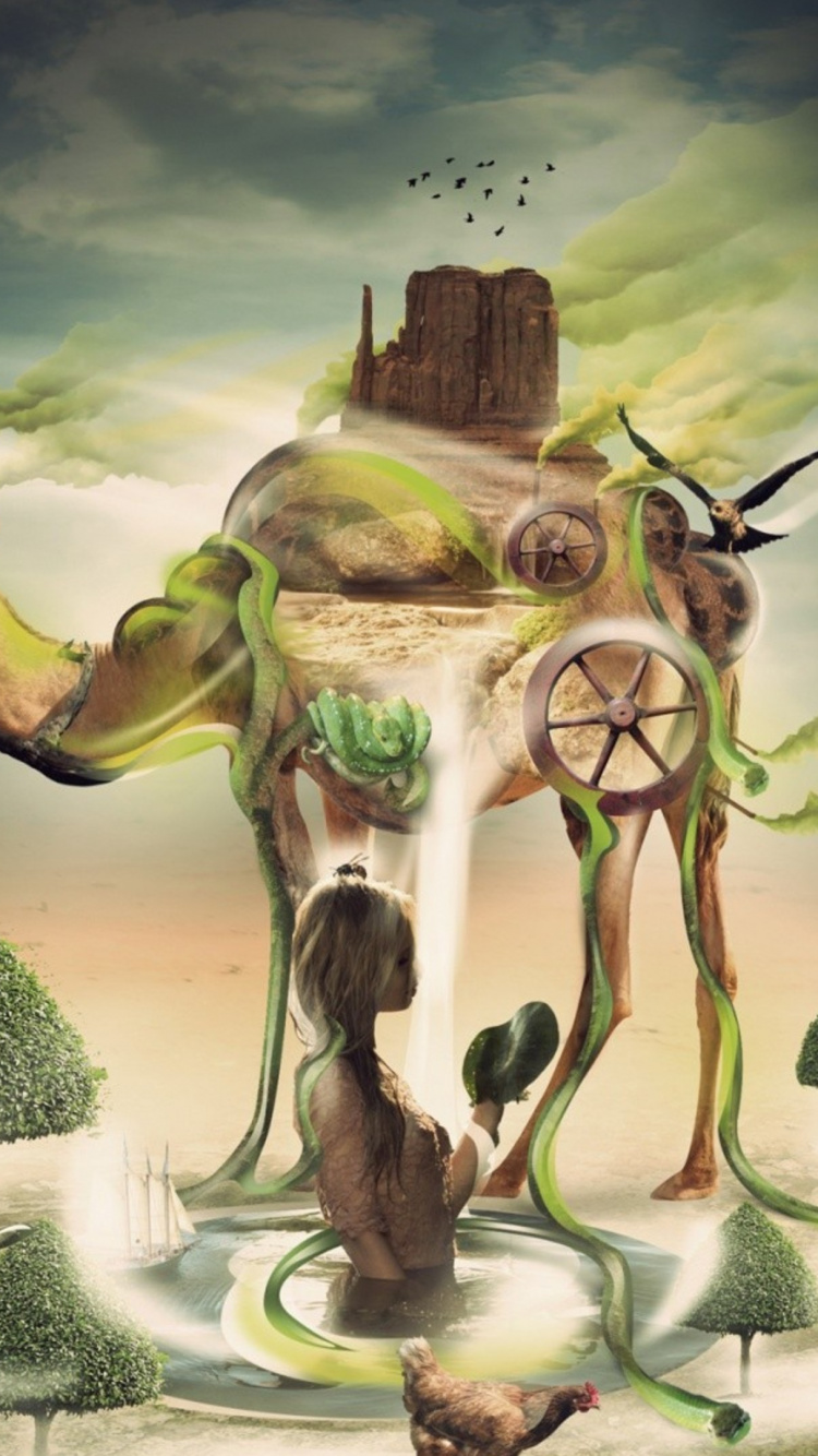 Ilustración de Dragón Verde y Marrón. Wallpaper in 750x1334 Resolution