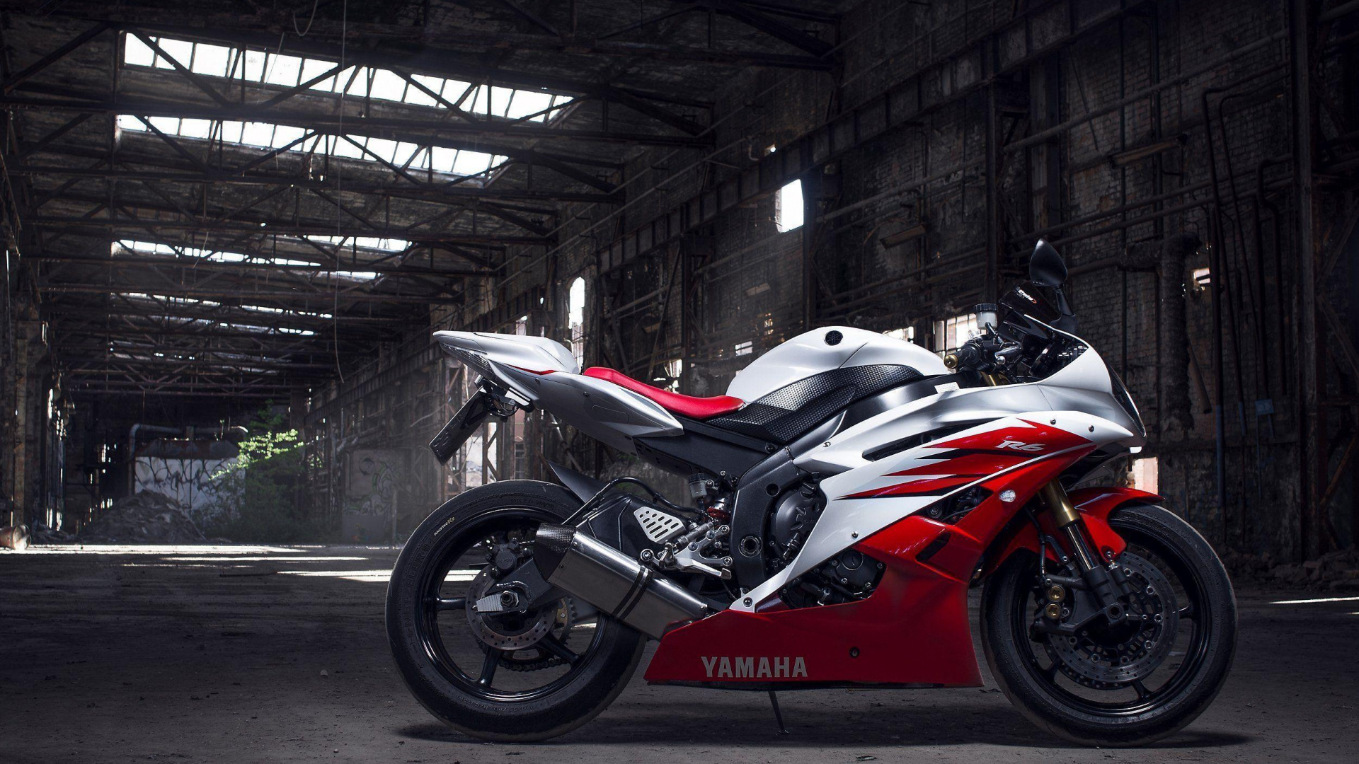 Red and Black Sports Bike Parked on Tunnel. Wallpaper in 1920x1080 Resolution