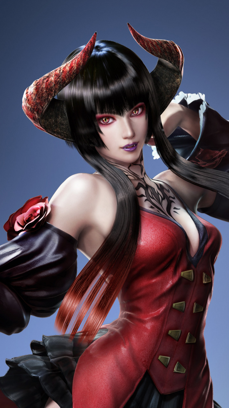 Femme en Robe Rouge et Noire Personnage D'anime. Wallpaper in 750x1334 Resolution