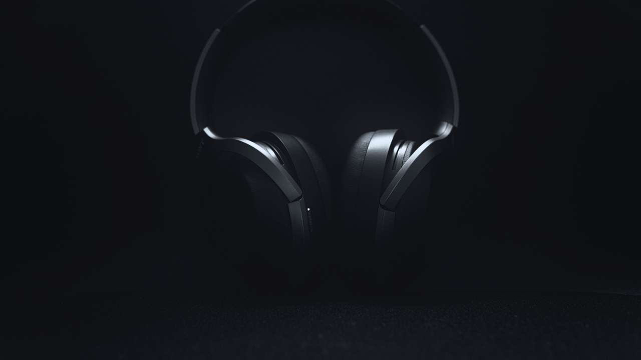 Headphones, Black, Darkness, Audio Equipment, Gadget. Wallpaper in 1280x720 Resolution