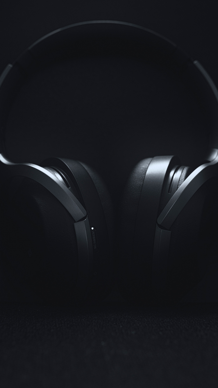 Headphones, Black, Darkness, Audio Equipment, Gadget. Wallpaper in 750x1334 Resolution