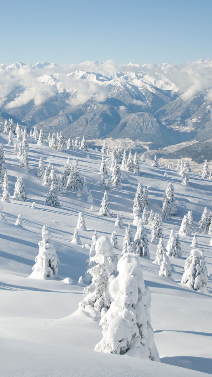 Schneebedeckter Berg Tagsüber. Wallpaper in 720x1280 Resolution