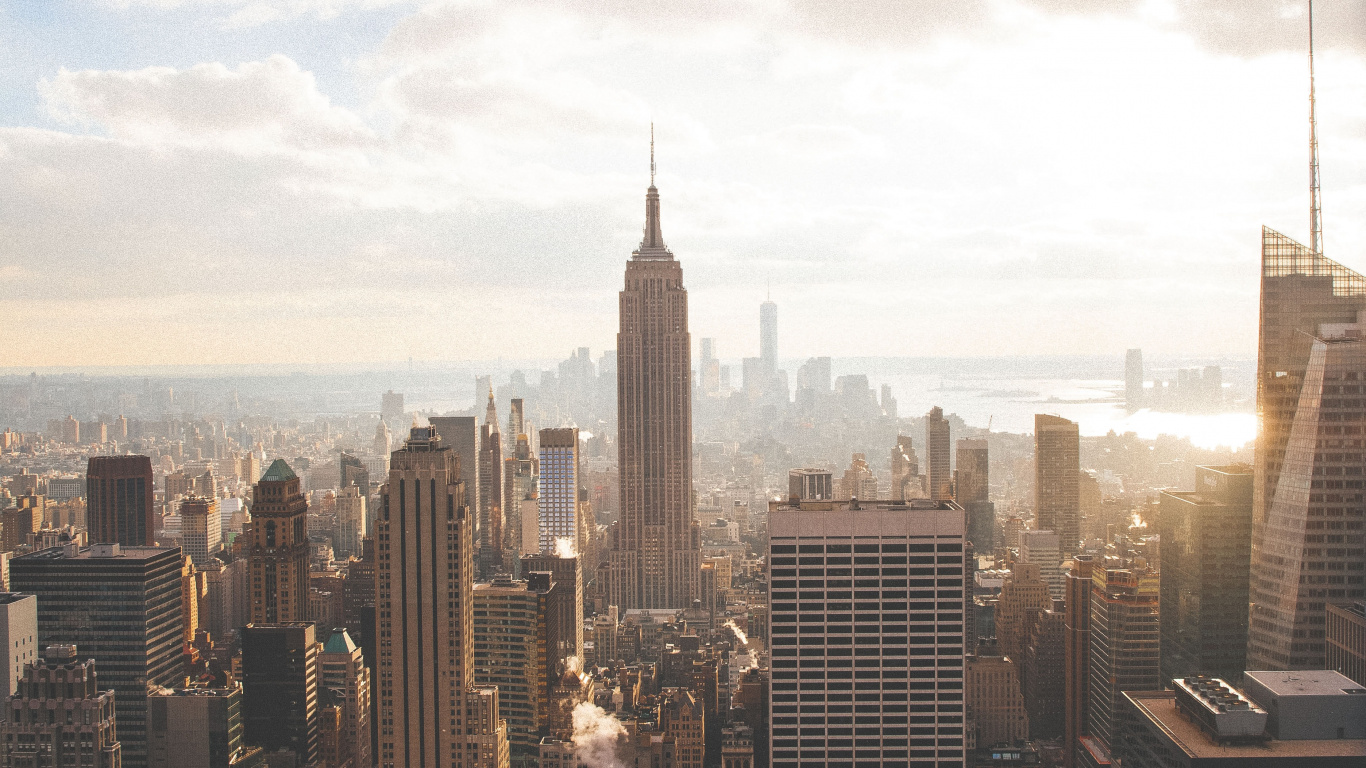 New York City, Brooklyn Bridge, City, Art, Cloud. Wallpaper in 1366x768 Resolution