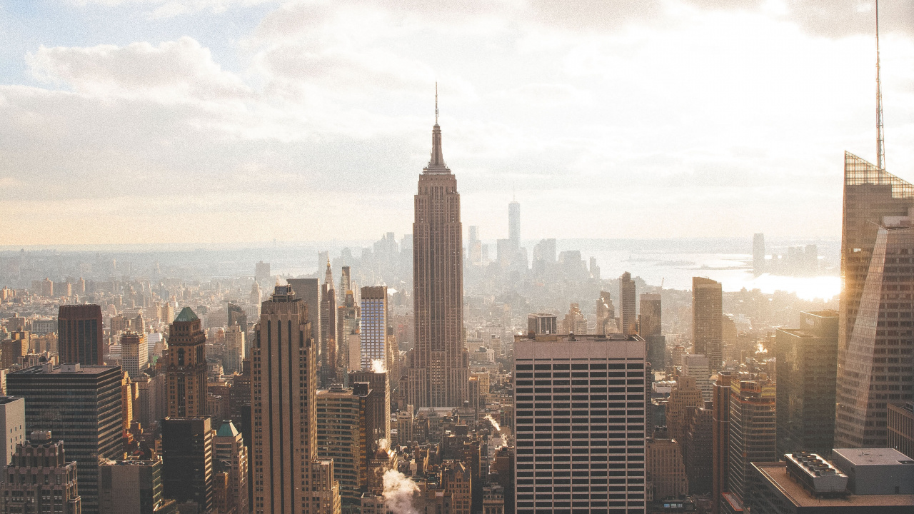 New York City, Brooklyn Bridge, Kunst, Cloud, Gebäude. Wallpaper in 1280x720 Resolution