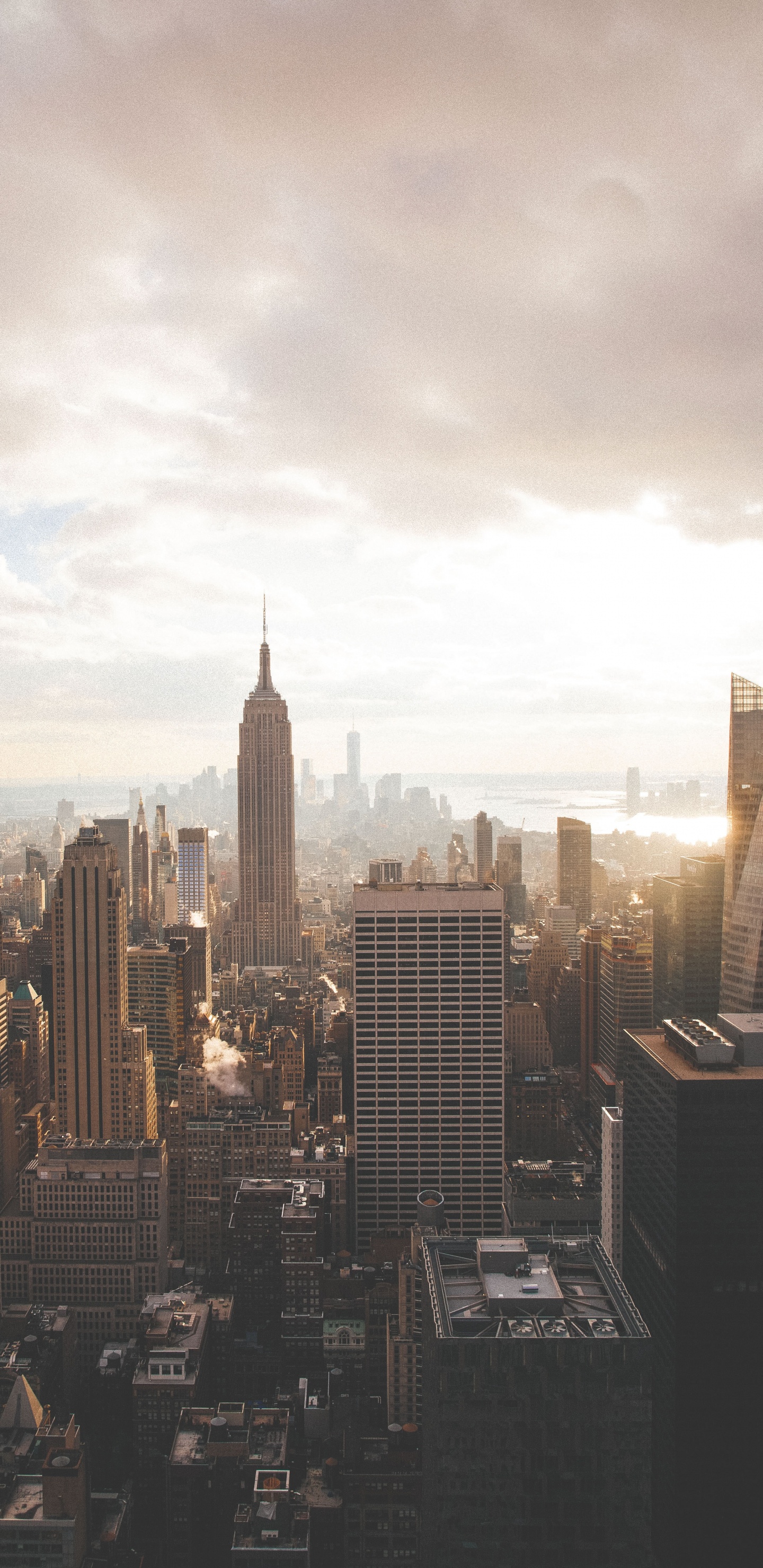 New York City, Brooklyn Bridge, Kunst, Cloud, Gebäude. Wallpaper in 1440x2960 Resolution
