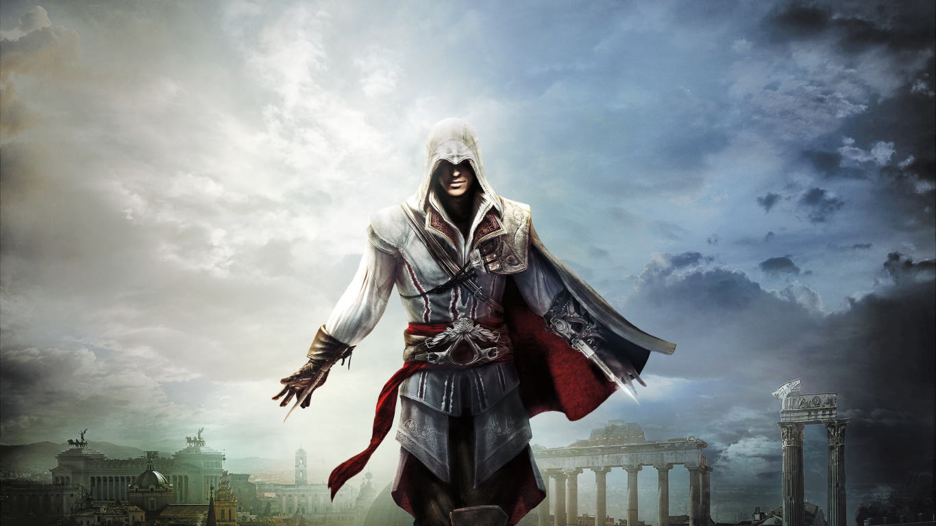 Ezio Auditore, Les Jeux Vidéo, Assassins Creed Revelations, Ciel, Assassins Creed Ezio Trilogy. Wallpaper in 1366x768 Resolution