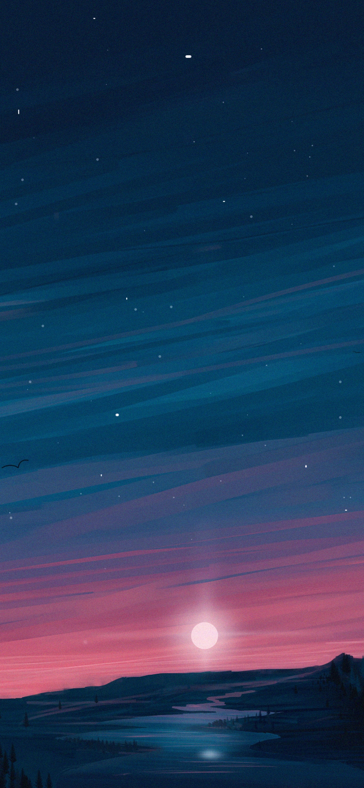 Silhouette Von Bäumen Bei Sonnenuntergang. Wallpaper in 1242x2688 Resolution