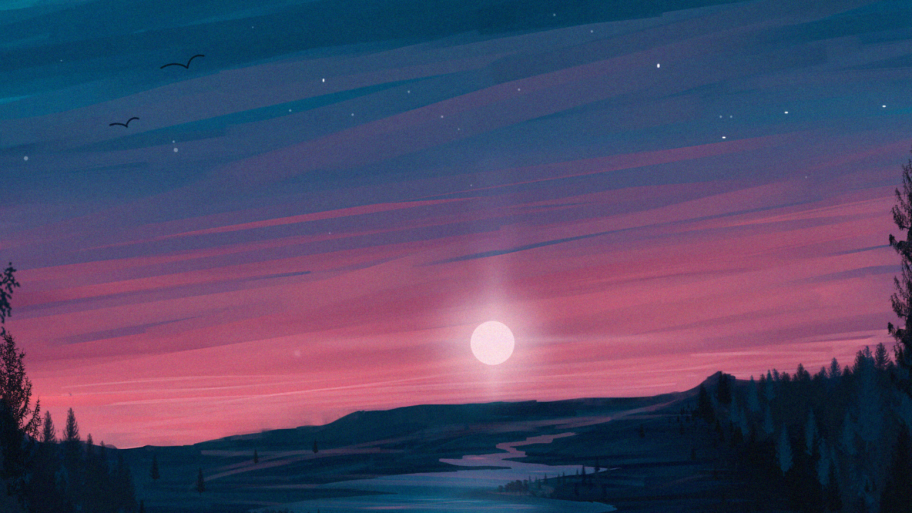 Silhouette Von Bäumen Bei Sonnenuntergang. Wallpaper in 1280x720 Resolution