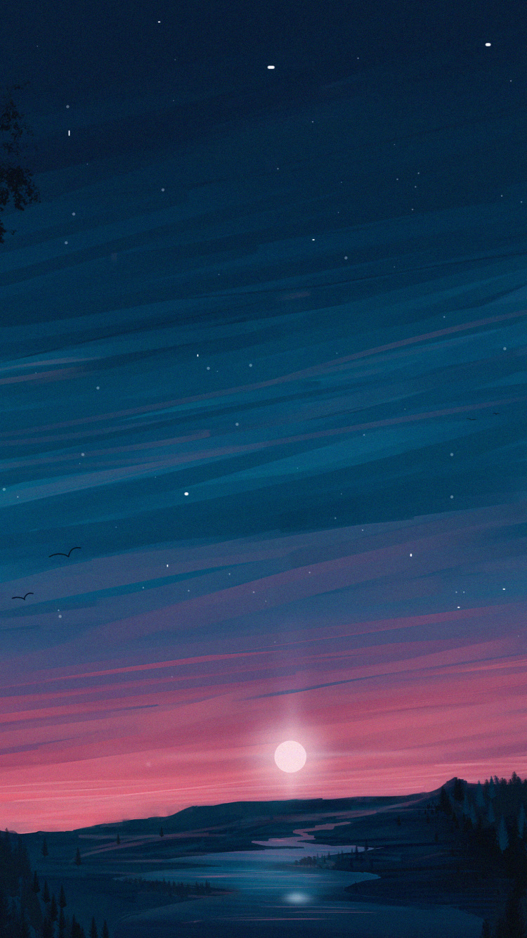 Silueta de Árboles Durante la Puesta de Sol. Wallpaper in 750x1334 Resolution