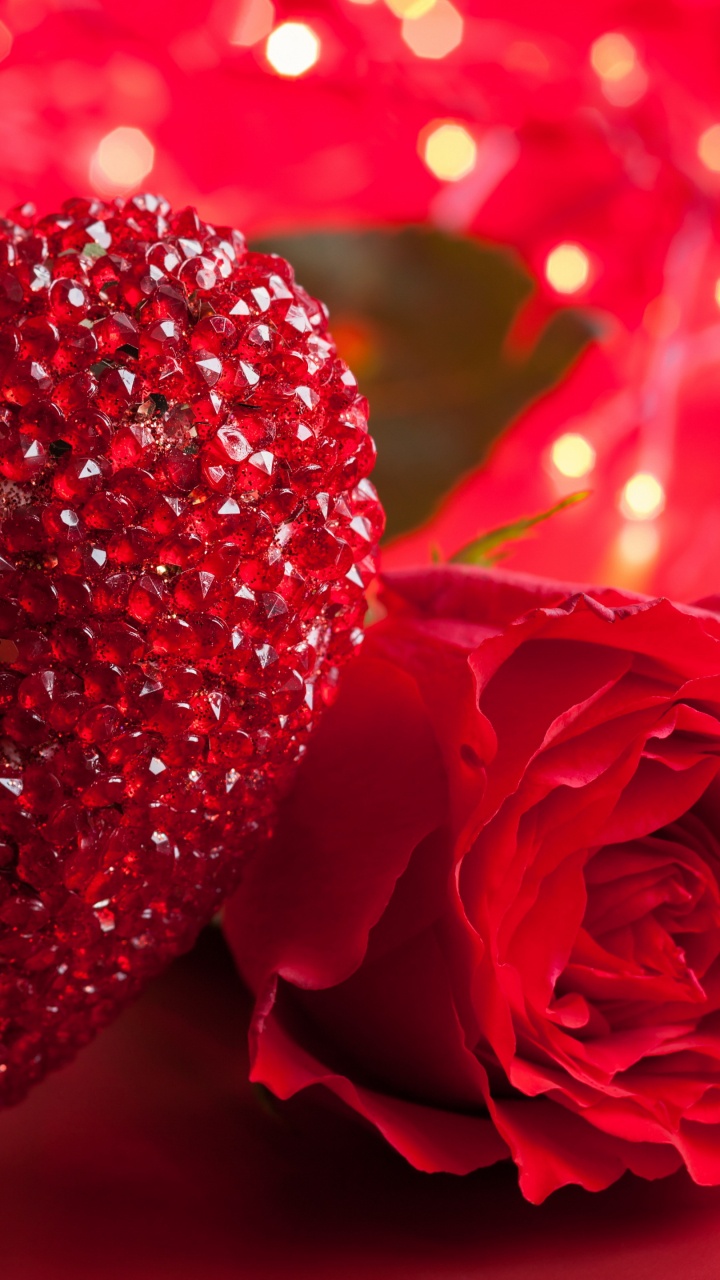 le Jour de Valentines, Cœur, Red, Amour, Pétale. Wallpaper in 720x1280 Resolution
