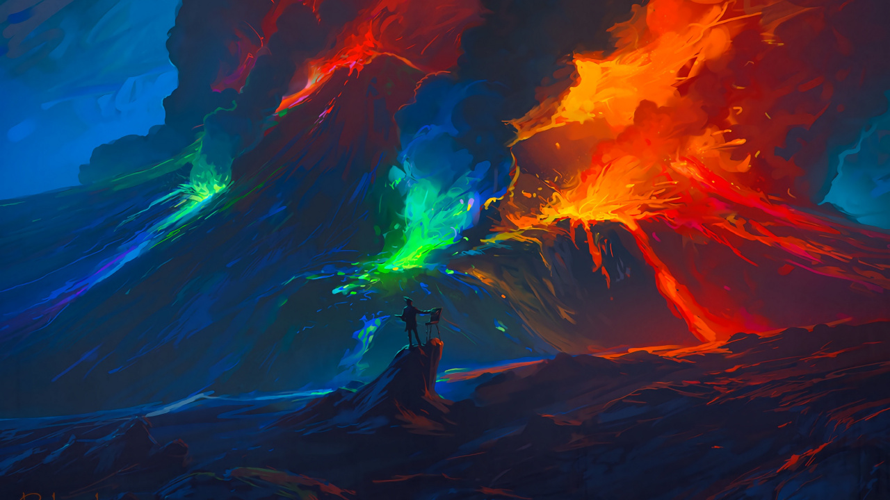 L'homme en Veste Noire Debout Sur Black Rock Formation. Wallpaper in 1280x720 Resolution