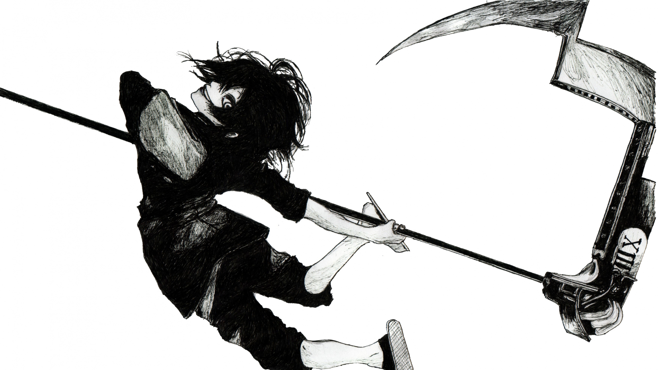 Femme en Robe Noire Tenant Une Illustration de Bâton. Wallpaper in 2560x1440 Resolution